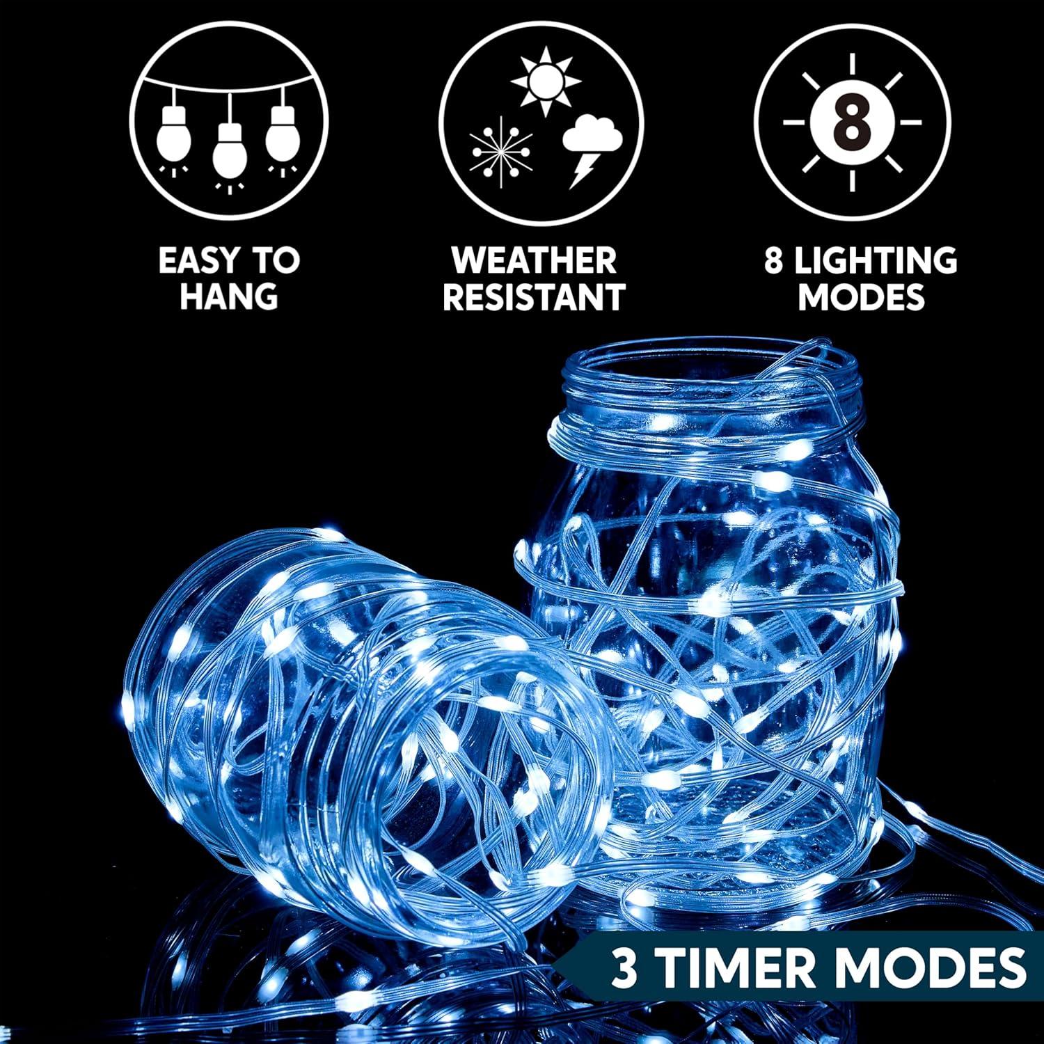 Joiedomi 1200 LED Christmas String Lights Outdoor,394FT Cool White Fairy Light with Remote 8 Modes Timer, Plug in PVC Clear Wire Lighting Decor with Reel for Indoor Dorm Classroom Bedroom Holiday
