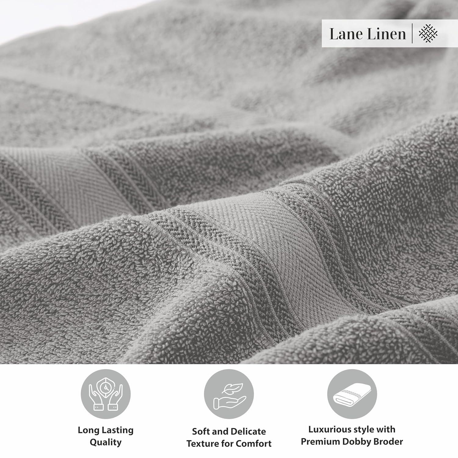 Lane Linen 100% Cotton Bath Sheets Set of 4 (35"x66") - Zero Twist Cotton Extra Large Bath Towels Sets - Quick Dry, Soft & Absorbent Oversized Grey Towels Set - Pre Shrunk, Fade Resistant - Space Grey