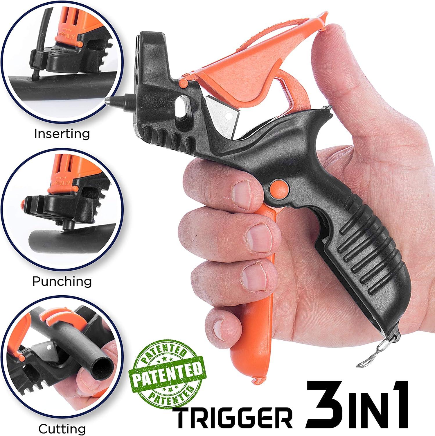 Trigger TR-3, 3 in 1 Garden Drip Irrigation Hole Punch Tool Multitask Punching Cutting Inserting Drip Irrigation Tool, 3mm Punch Tip, Blade for Cutting, Insertion Tool for Dripper 350030-P