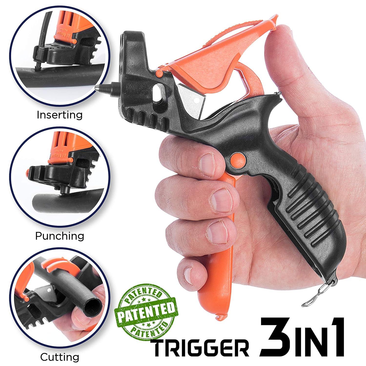 Trigger TR-3, 3 in 1 Garden Drip Irrigation Hole Punch Tool Multitask Punching Cutting Inserting Drip Irrigation Tool, 3mm Punch Tip, Blade for Cutting, Insertion Tool for Dripper 350030-P
