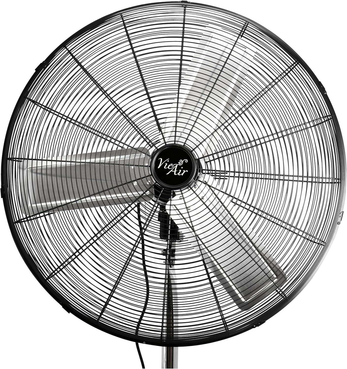 Vie Air 30 Inch Industrial Heavy Duty Pedestal Oscillating Metal Stand Fan