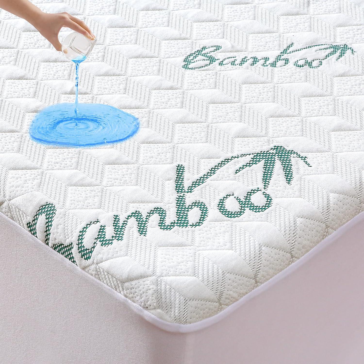 Queen Size Waterproof Bamboo Mattress Protector with 3D Airflow