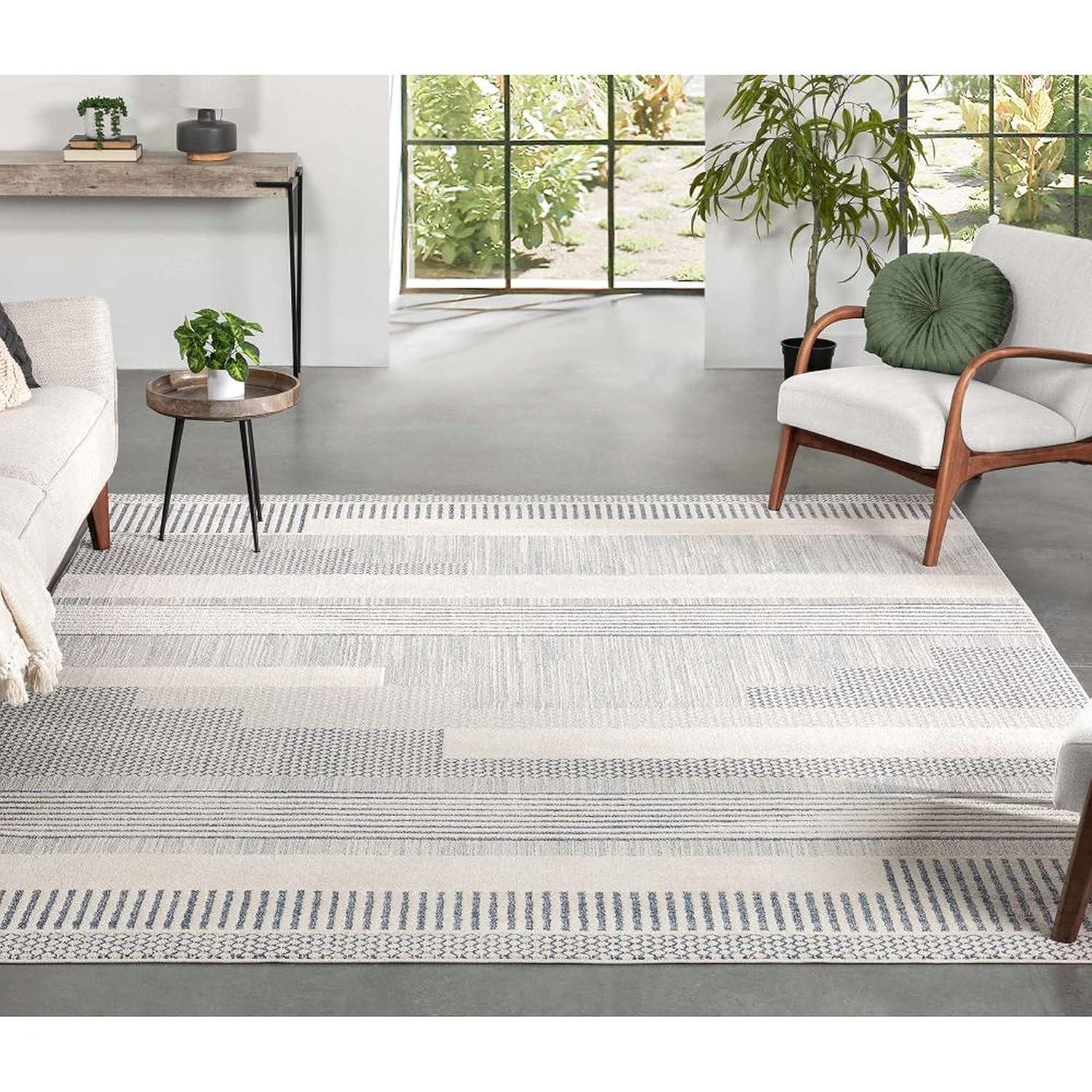 Marcone Briar Tribal Geometric Abstract Beige Looped Pile Rug