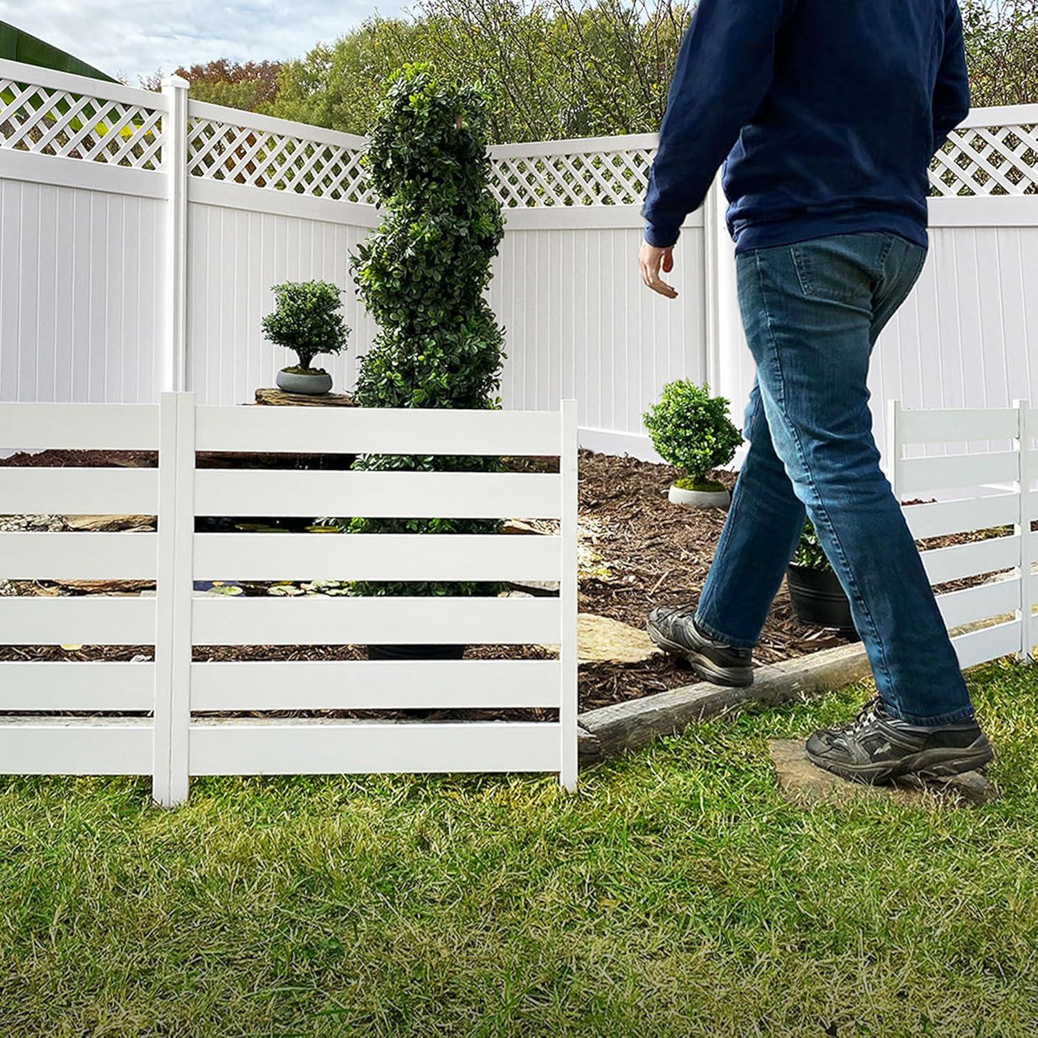 Zippity Outdoor Products 26in H x 24in W (3 Panels) No Dig Zippity Maui Fence Kit, Charcoal Color WoodTek Vinyl Fence Panel, Temporary Outdoor Border for Garden, Easy Install DIY Fence for Backyard, Patio, & Deck, ZP19066