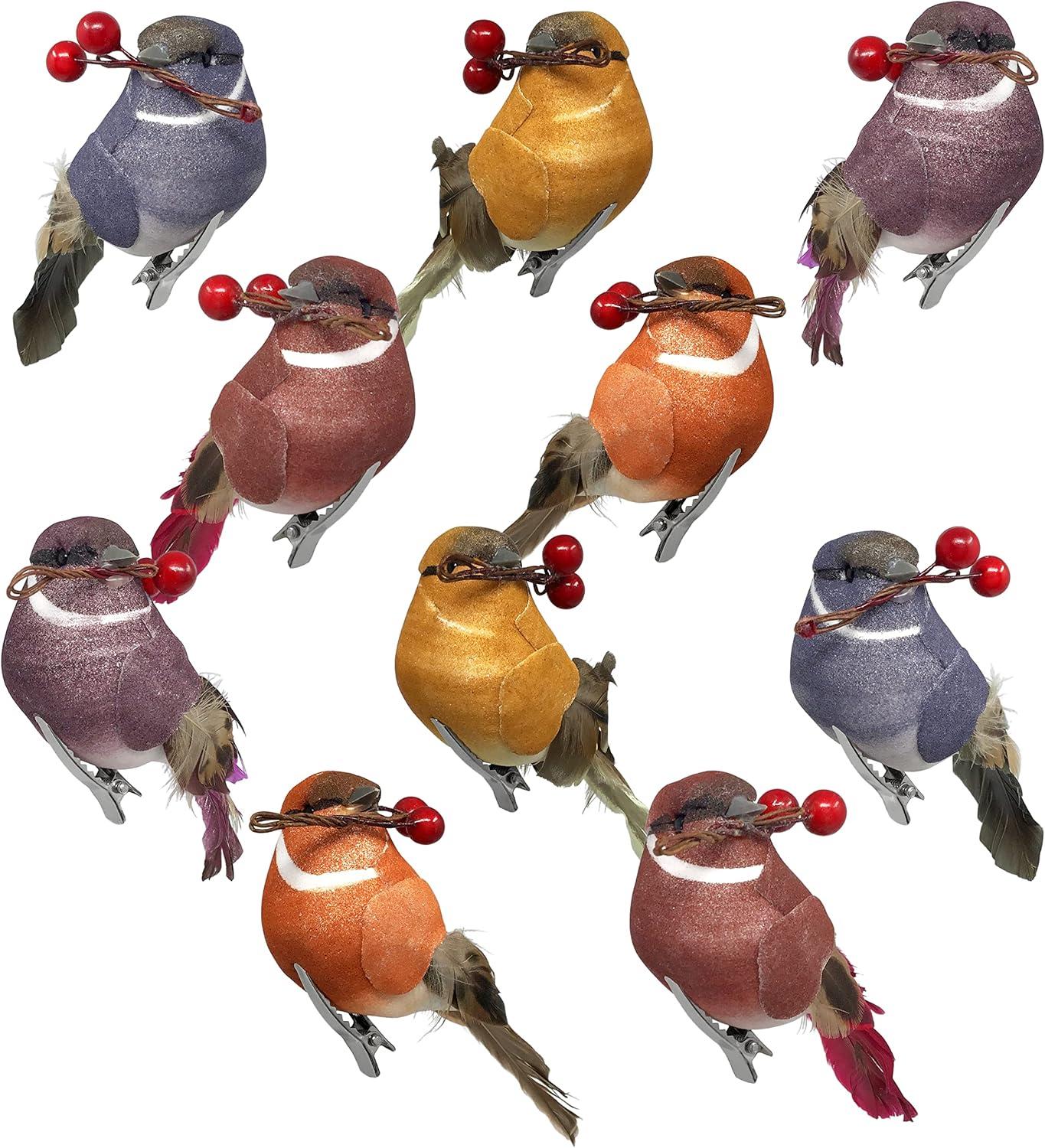 Songbird Christmas Ornaments - Set of 10 Clip Ons