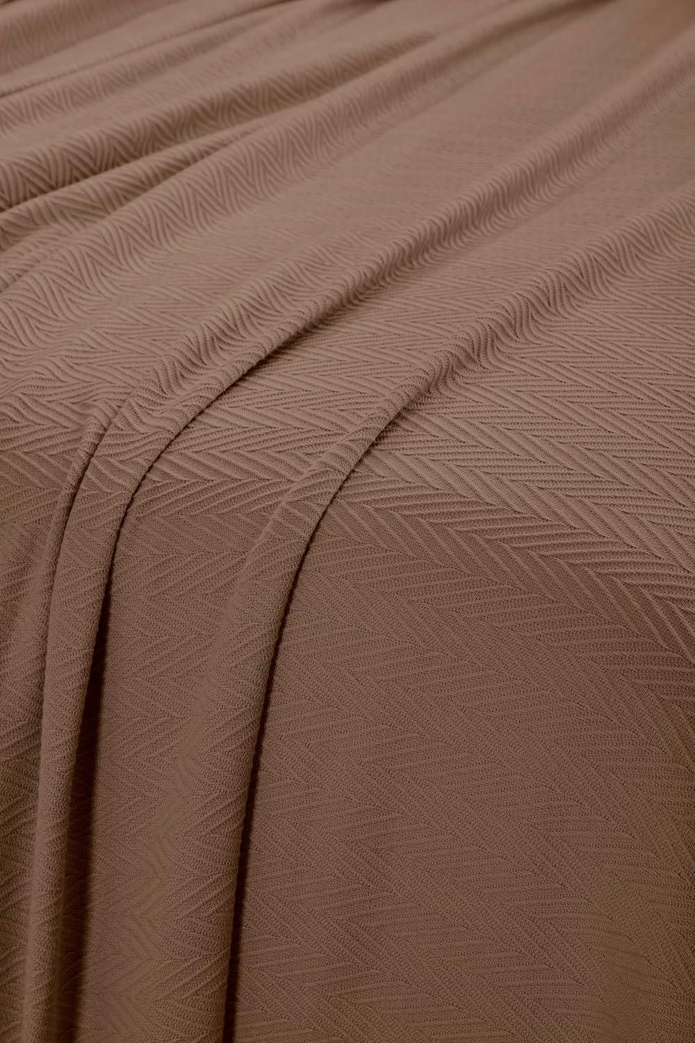 Superior Dobbyweave Knit Cotton Blanket, All Season Bed Blanket, Full/Queen 88" x 100", Taupe