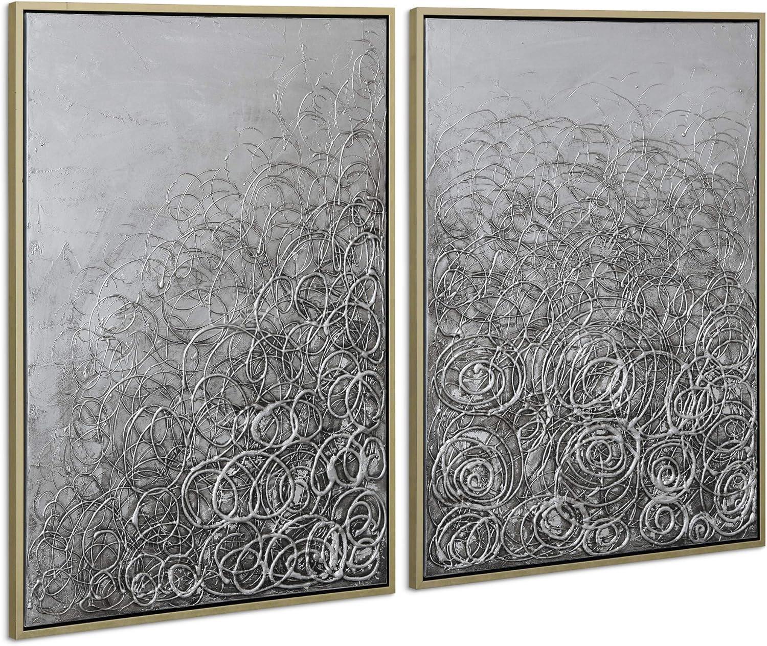 Empire Art Direct Circular Logic Textured Metallic Hand Painted Diptych Wall Art, 48" x 36" x 1.5", Ready to Hang