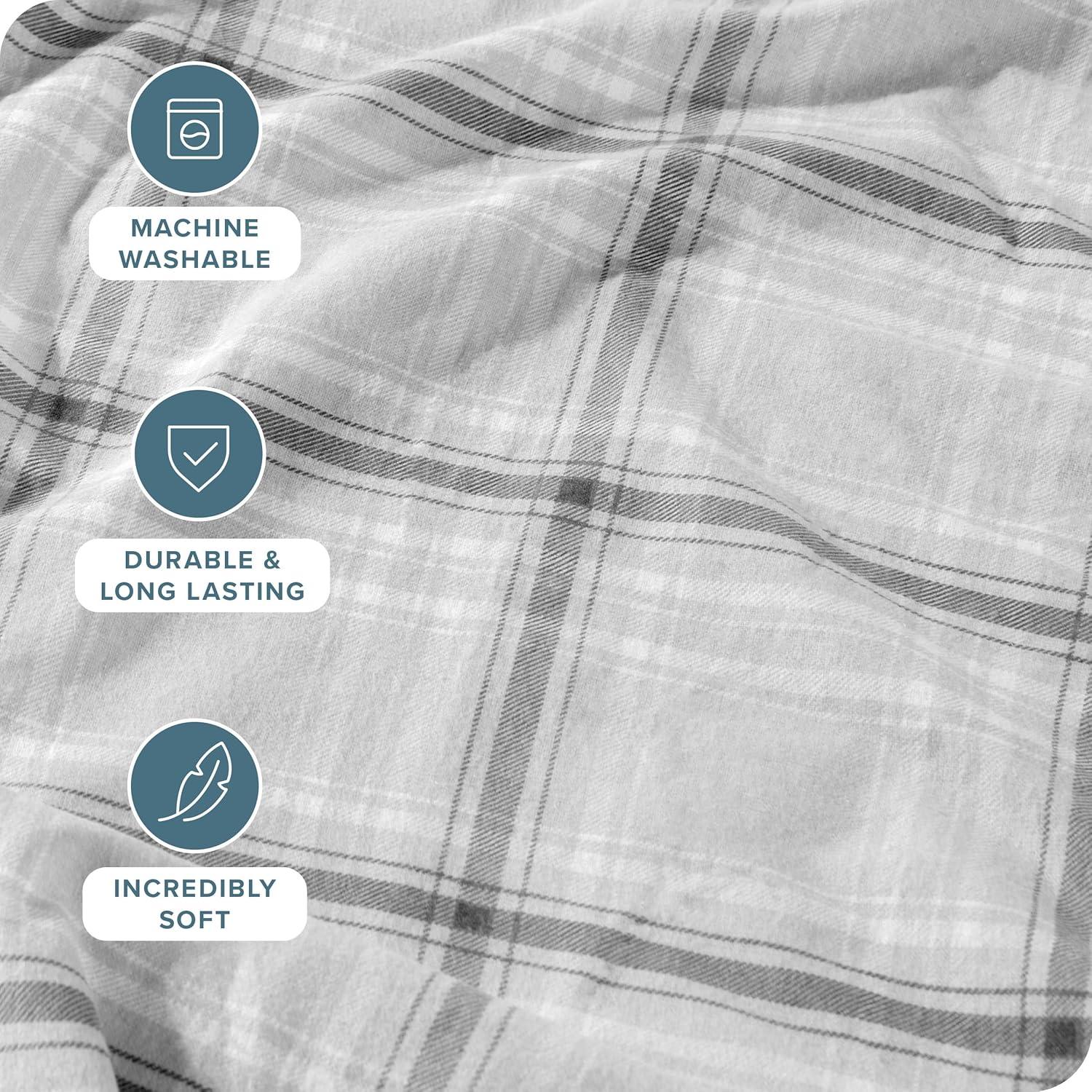 Tartan Plaid Cotton Flannel Twin XL Sheet Set by Bare Home