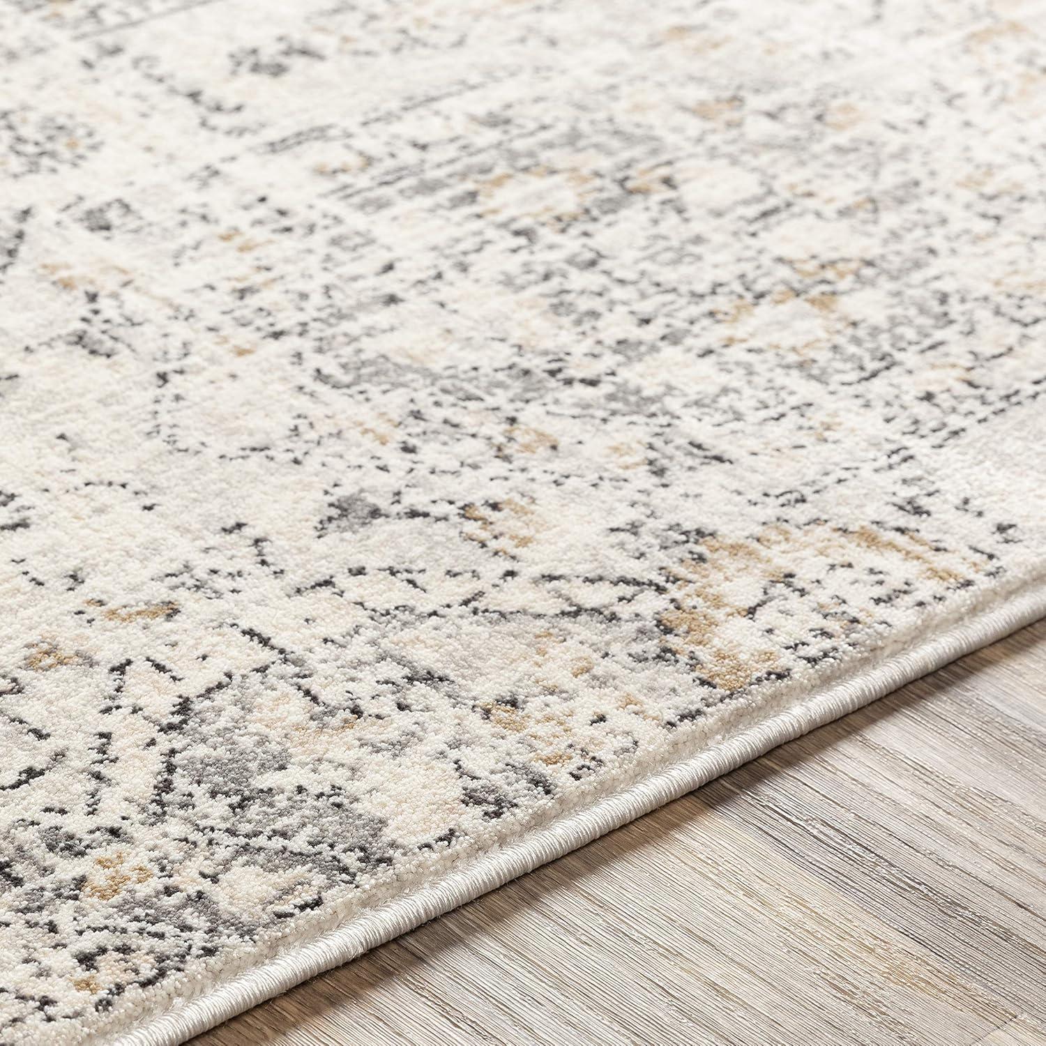 Elegance Beige Rectangular Synthetic Easy-Care Area Rug