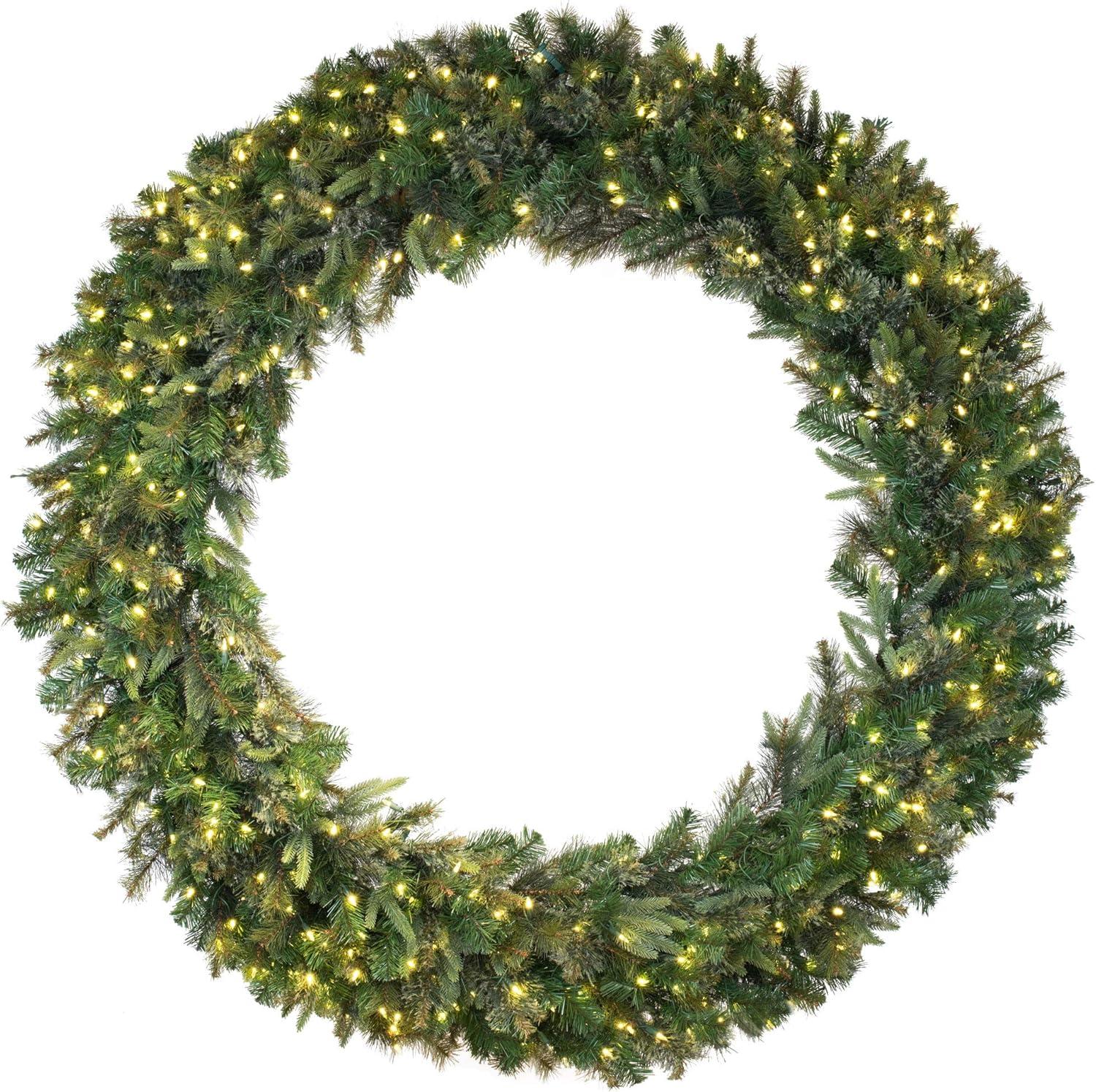 Cashmere Pine LED-Lit Festive Outdoor Wreath - 39"x15"