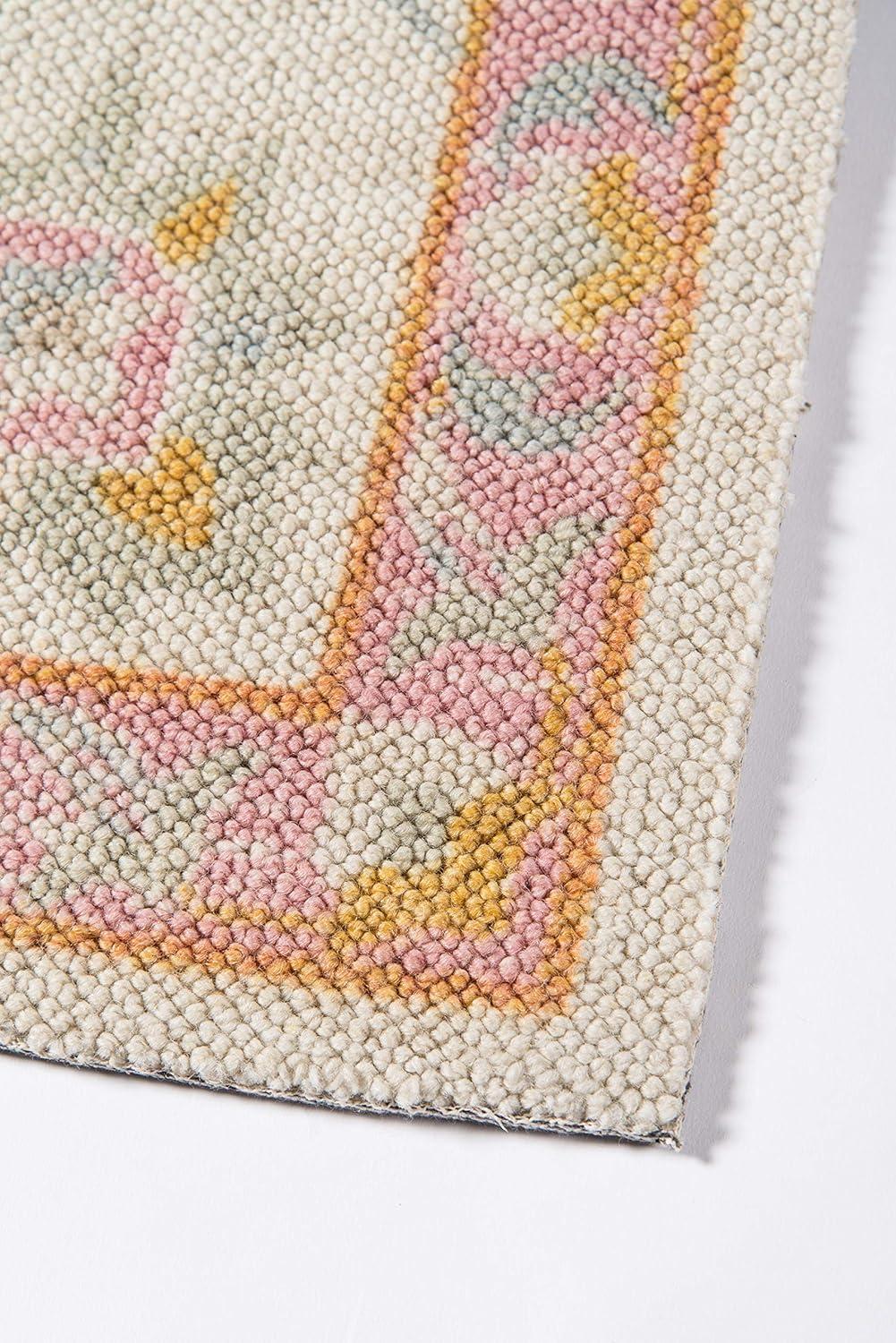 6'6"x9' Anatolia Riylnn Area Rug Pink - Momeni: Wool & Nylon, Bohemian Floral, Low Pile, Machine Made, Indoor Use