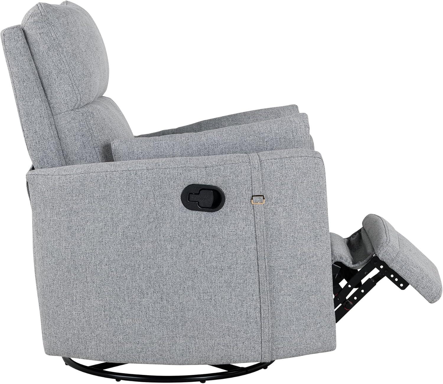 Swivel Rocker Glider Nursery, Manual Recliner Chair Single Sofa Chair for Adults, Linen Fabric Rocker Chair with Removable Pillows for Living Room, Bedroom, Dark Grey