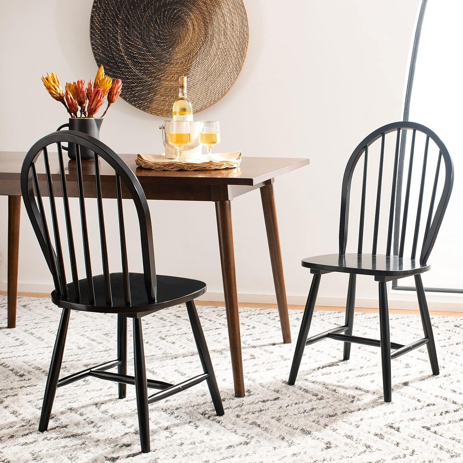 Camden Black Rubberwood Spindle Back Dining Chairs, Set of 2