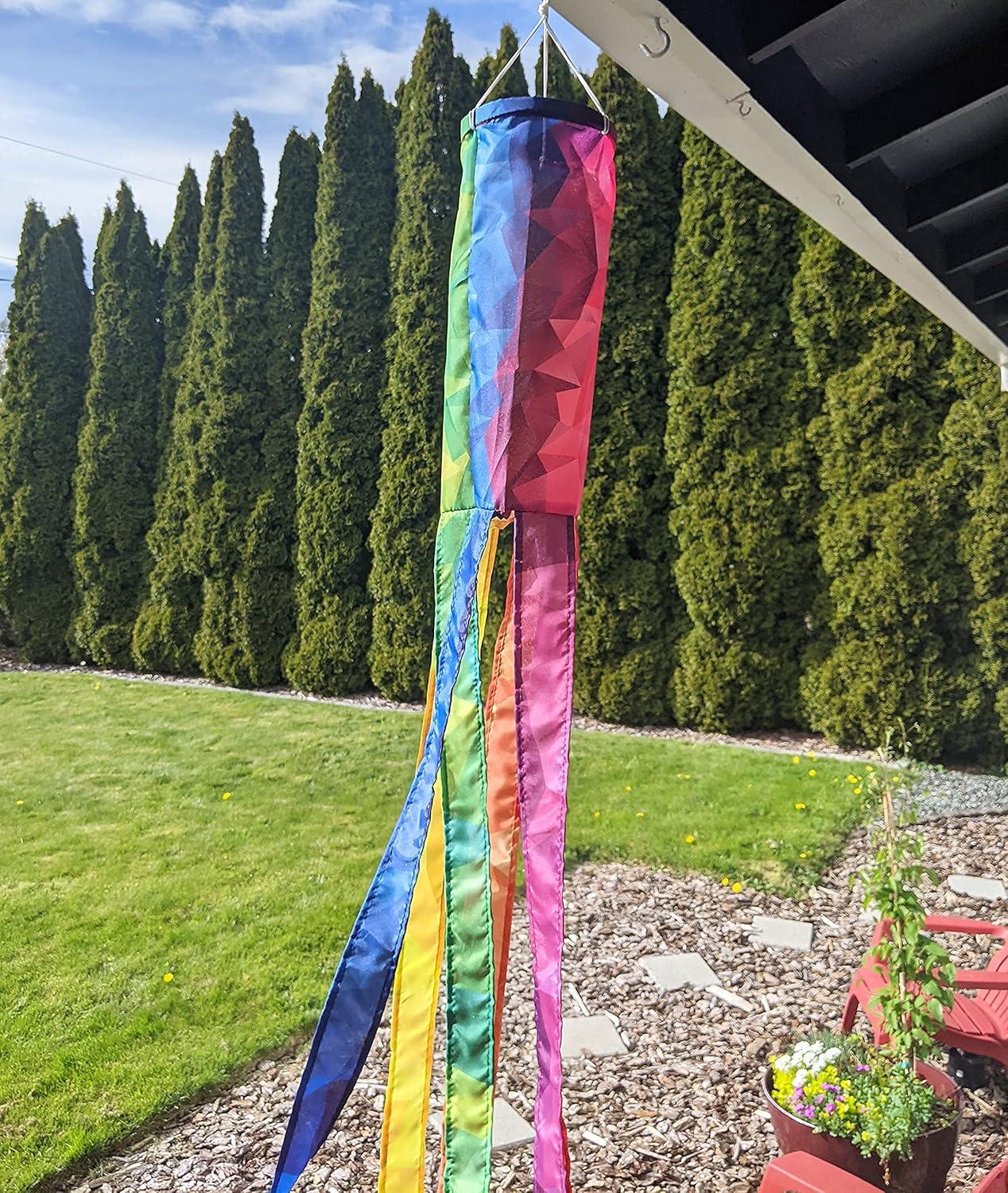 In the Breeze 4153 — Rainbow Diagonal Windsock, 60-Inch, Colorful Outdoor Decoration