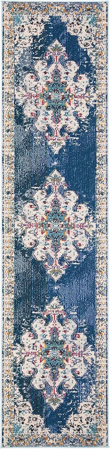 Madison MAD452 Power Loomed Indoor Runner Rug - Navy/Grey - 2'2"x6' - Safavieh