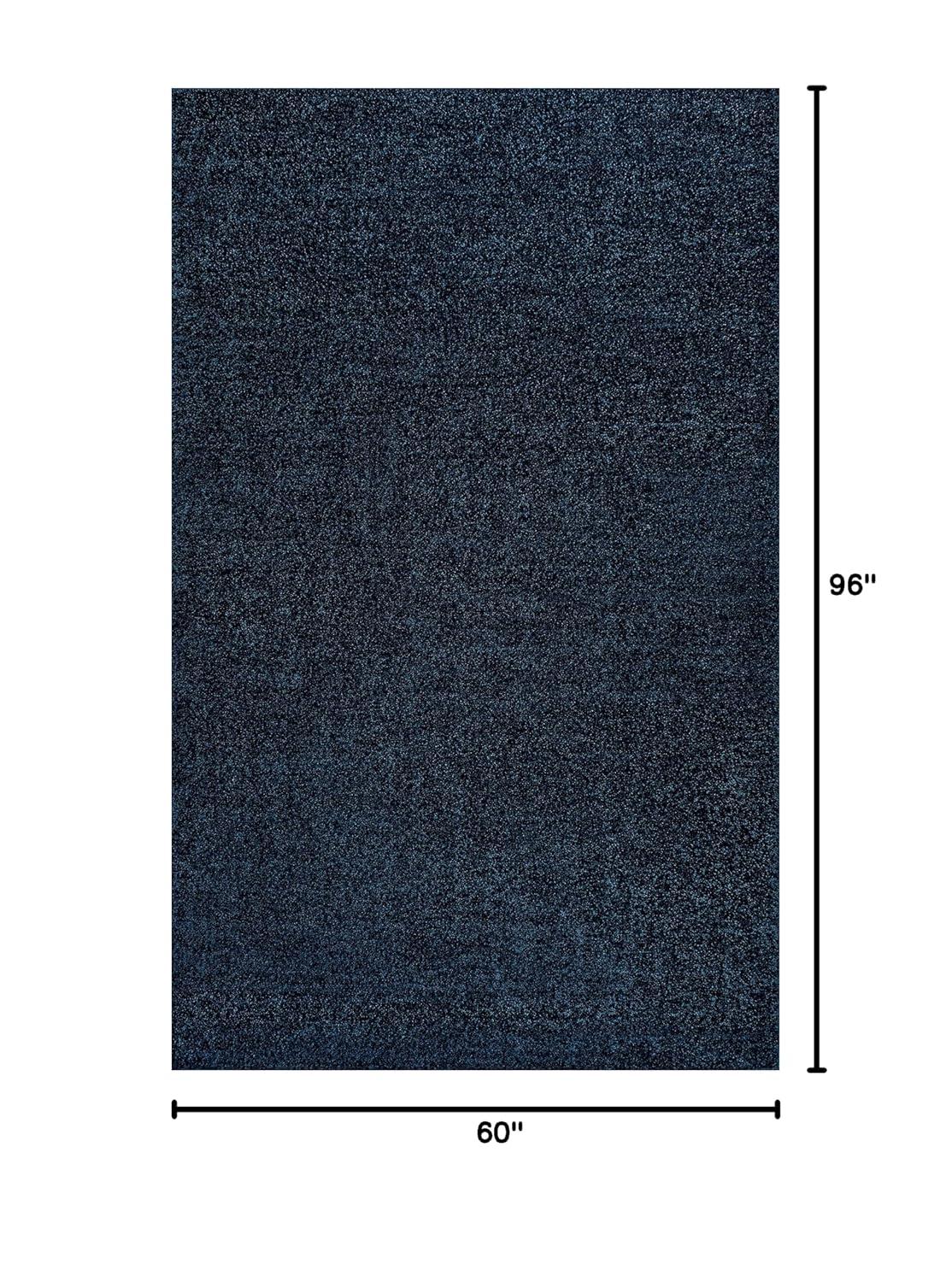 5'x8' Haze Solid Low-Pile Area Rug, Navy - JONATHAN Y