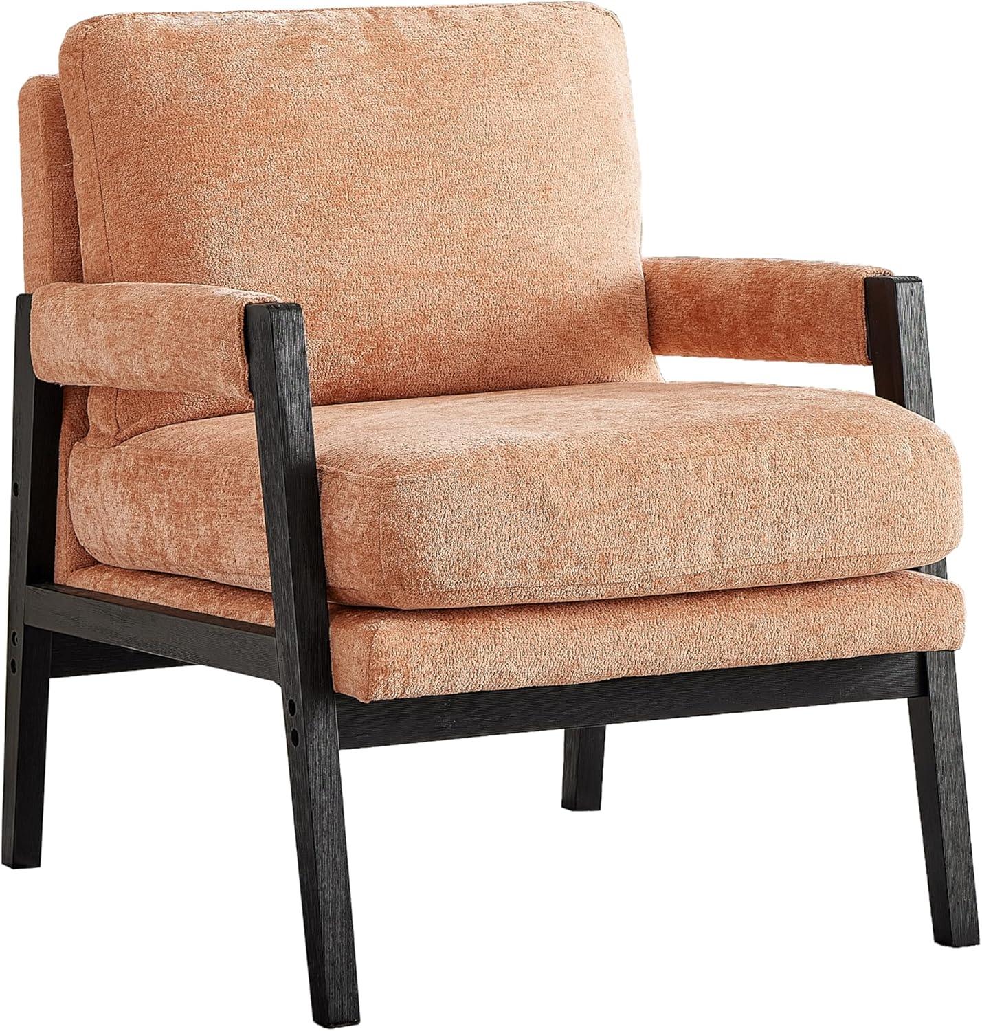 Roundhill Furniture Kelly Mid-Century Modern Chenille Upholstered Accent Armchair Orange