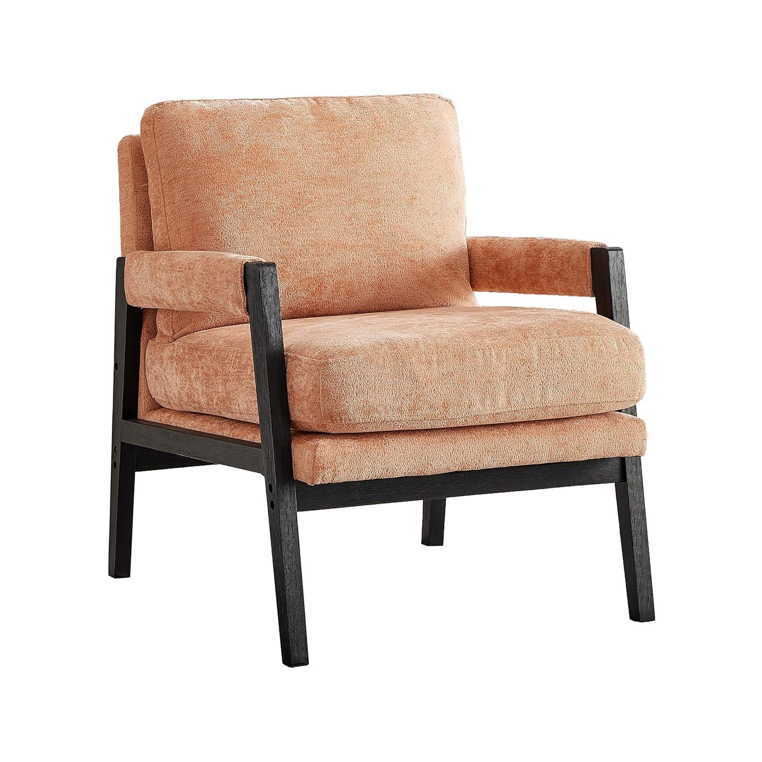 Roundhill Furniture Kelly Mid-Century Modern Chenille Upholstered Accent Armchair Orange