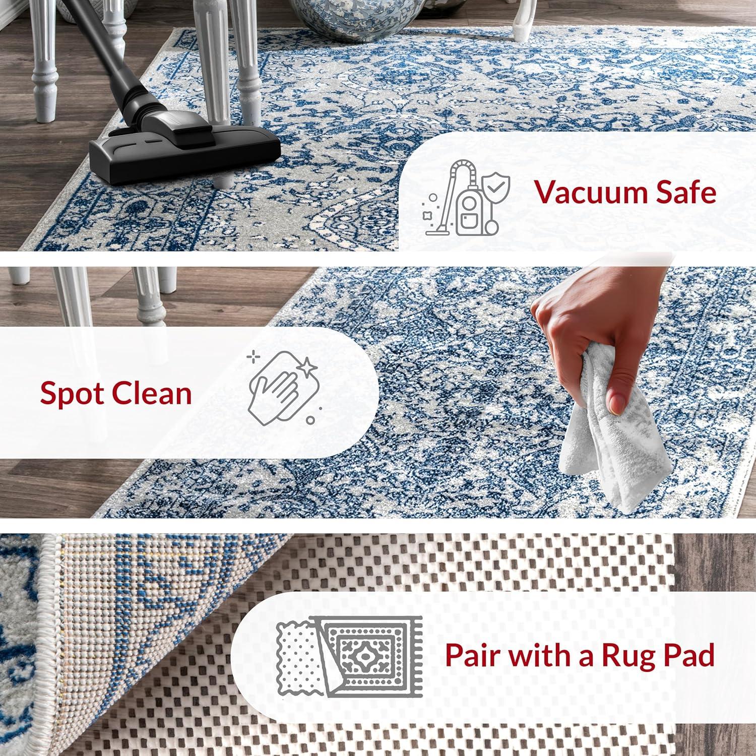 Nuloom Odell Oriental/Persian 6 Square Indoor Area Rug for Living Room Bedroom Dining Room Kitchen, Blue/Ivory