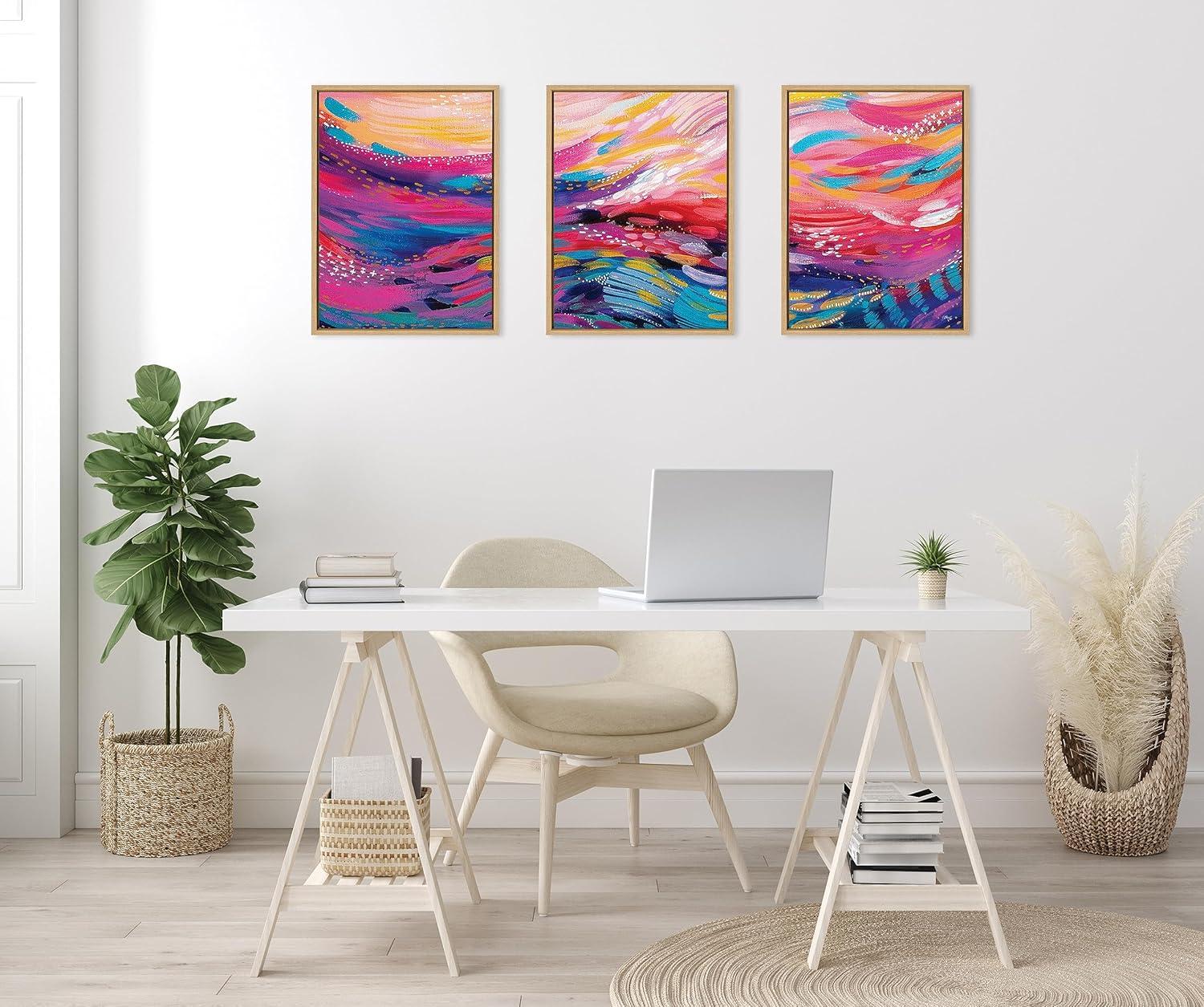 Kate & Laurel All Things Decor (Set of 3) 18"x24" Sylvie EV Brush Strokes 90 A B and C Framed Canvas WallArts by Jessi Raulet of Ettavee: