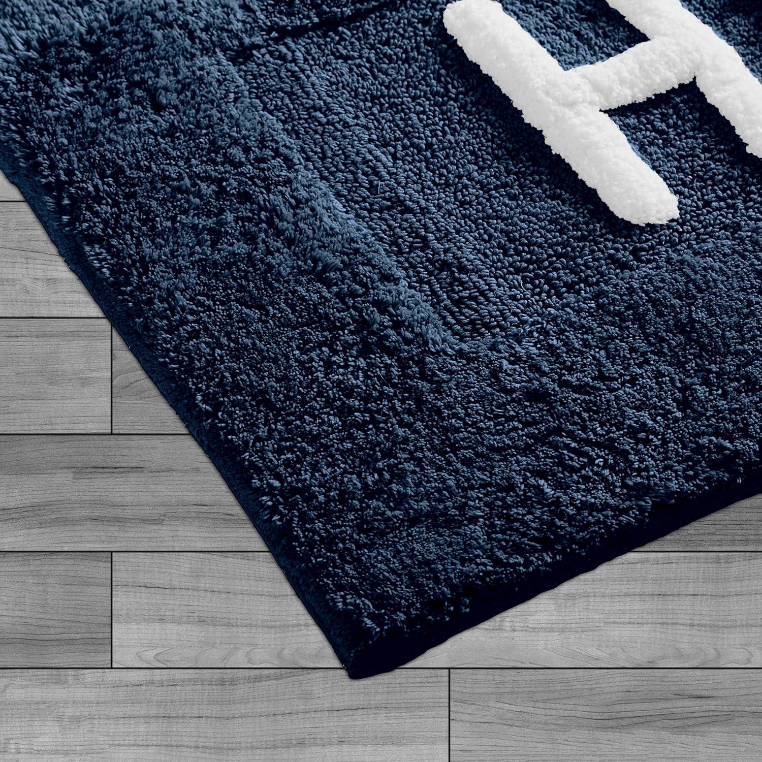 Creative Home Ideas Cotton 2-Piece Bath Rug Set - Soft Cotton Bath Mat - Bathroom Decor - Water Absorbent and Machine Washable - Measures 20"x32" - His & Hers - Navy