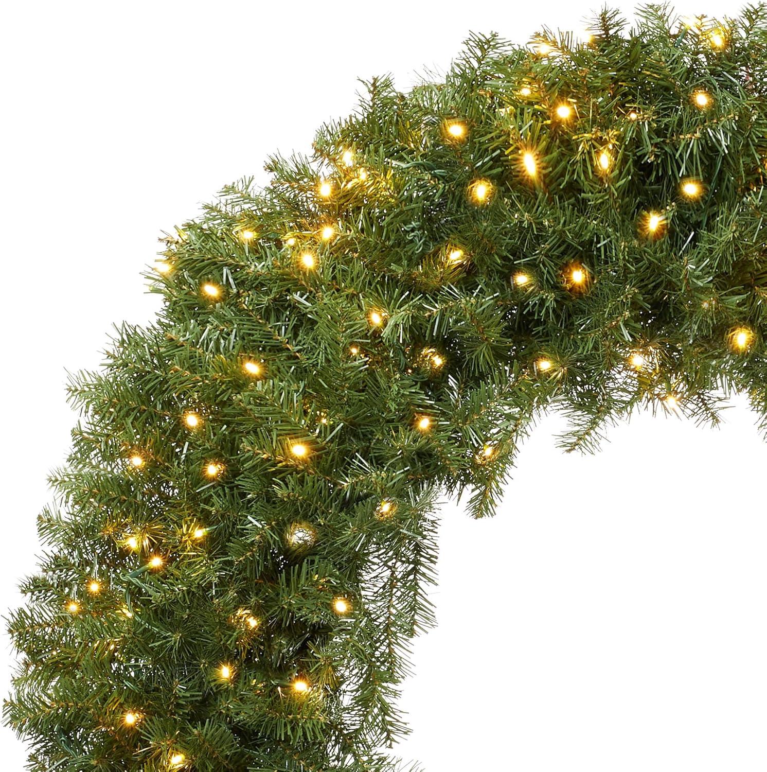 Casafield Artificial Christmas Wreath for Front Door, Window or Mantel, Green Fir Indoor/Outdoor Holiday Décor