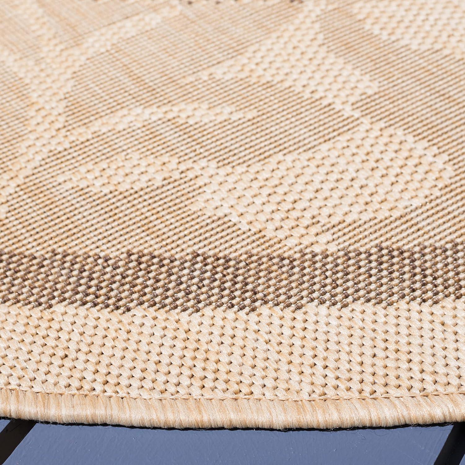 Courtyard CY1704 Power Loomed Indoor and Outdoor Area Rug - Natural/Brown - 5'3" Round - Safavieh