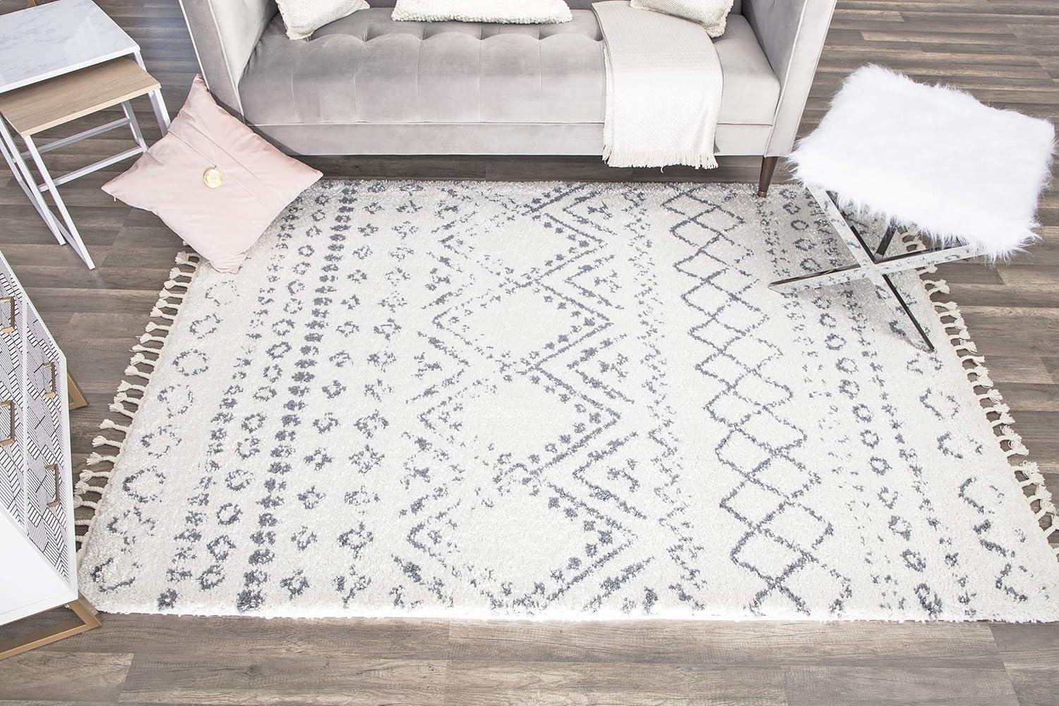 Silla Mason Shag Tribal Shadow Gray Area Rug
