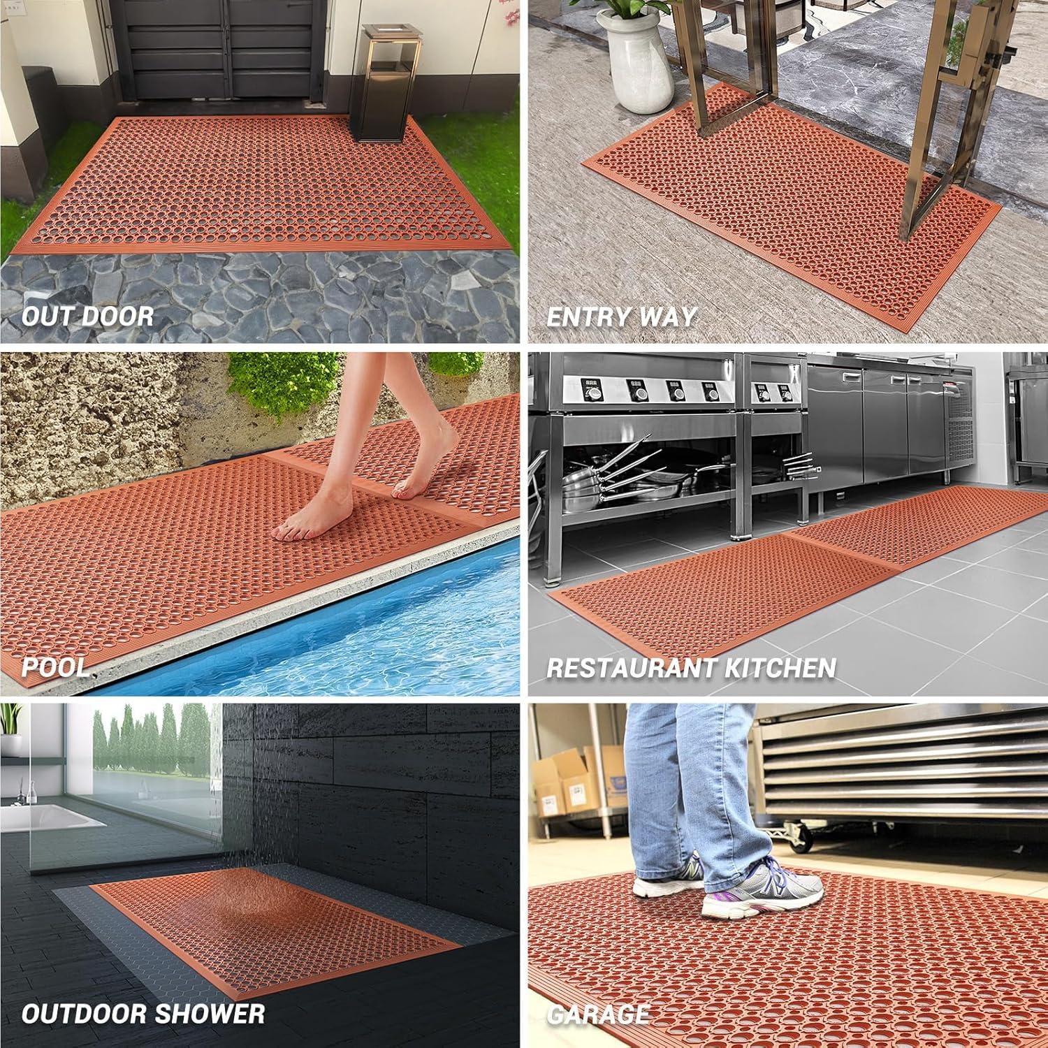 36" x 60" Red Rubber Anti-Fatigue Non-Slip Mat