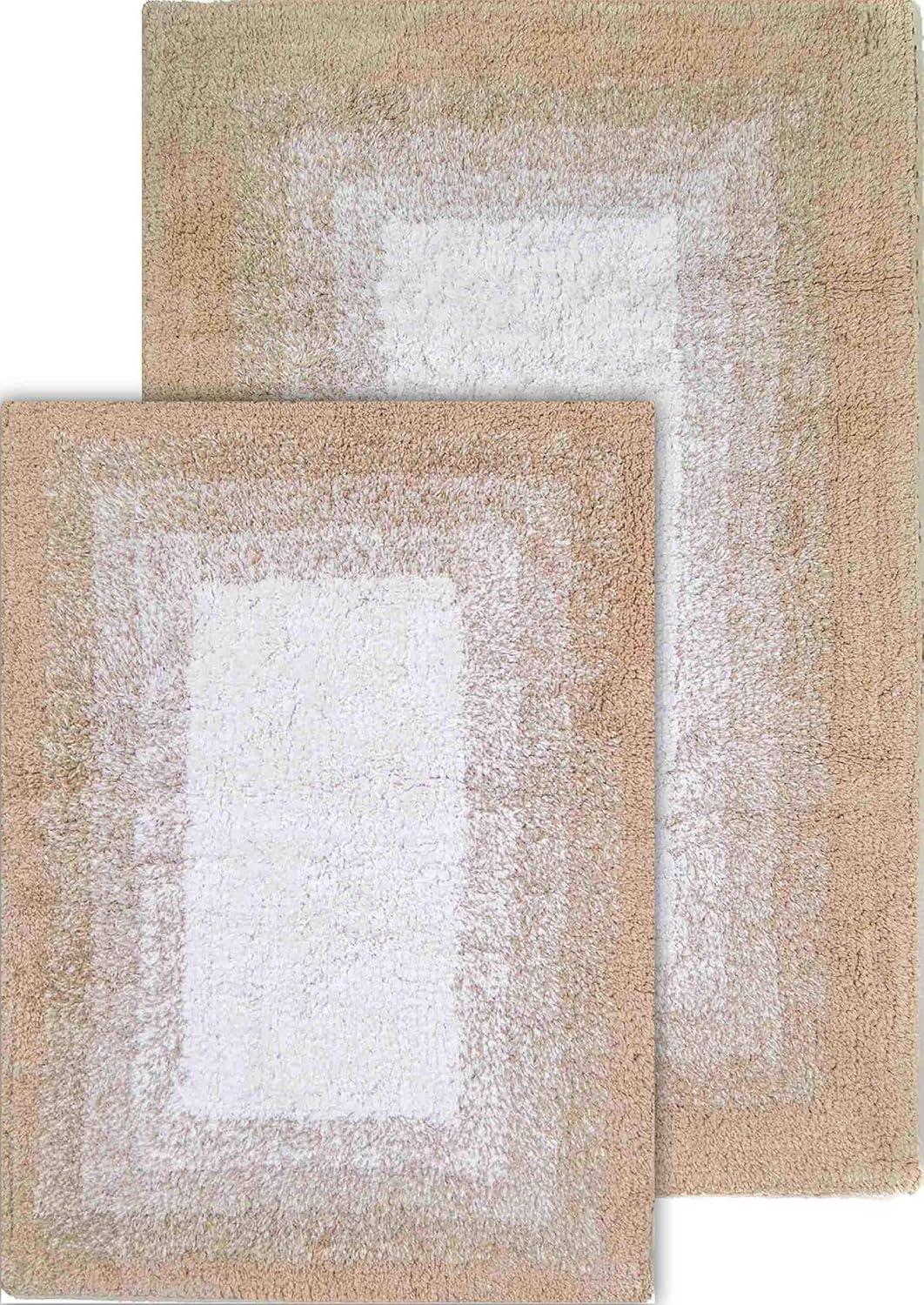 2pc Whitney Ombre Reversible Bath Rug Set Beige - Chesapeake: Cotton Tufted, Machine Washable, No Backing