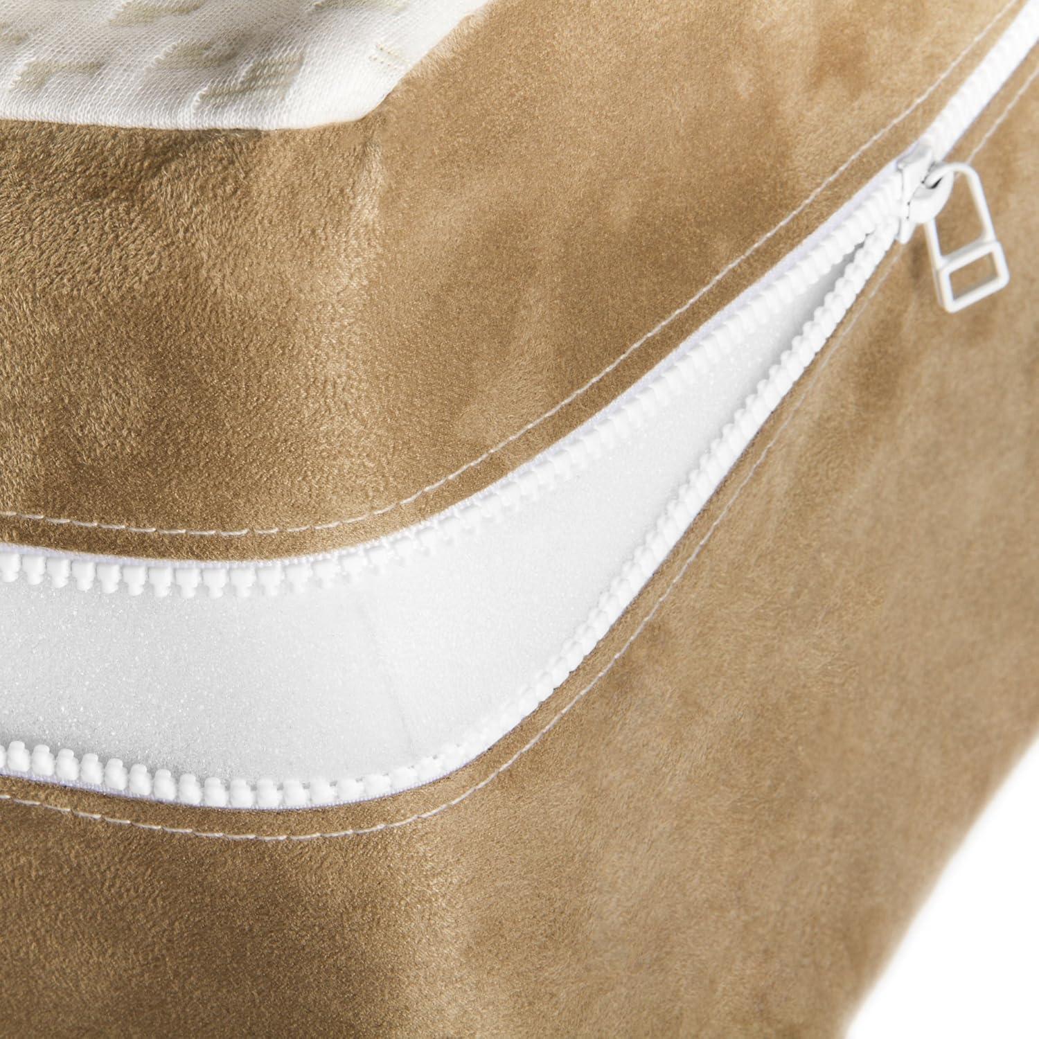 Extra Large White and Camel Memory Foam Wedge Pillow