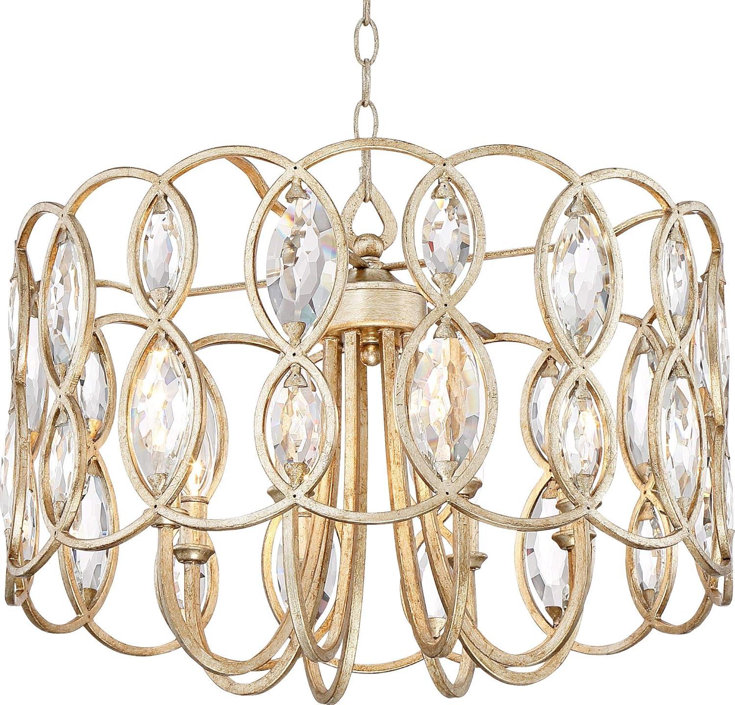 Possini Euro Design Bellmont Silver Leaf Chandelier 22 1/2" Wide Modern Clear Crystal 8-Light Fixture for Dining Room House Kitchen Entryway Bedroom