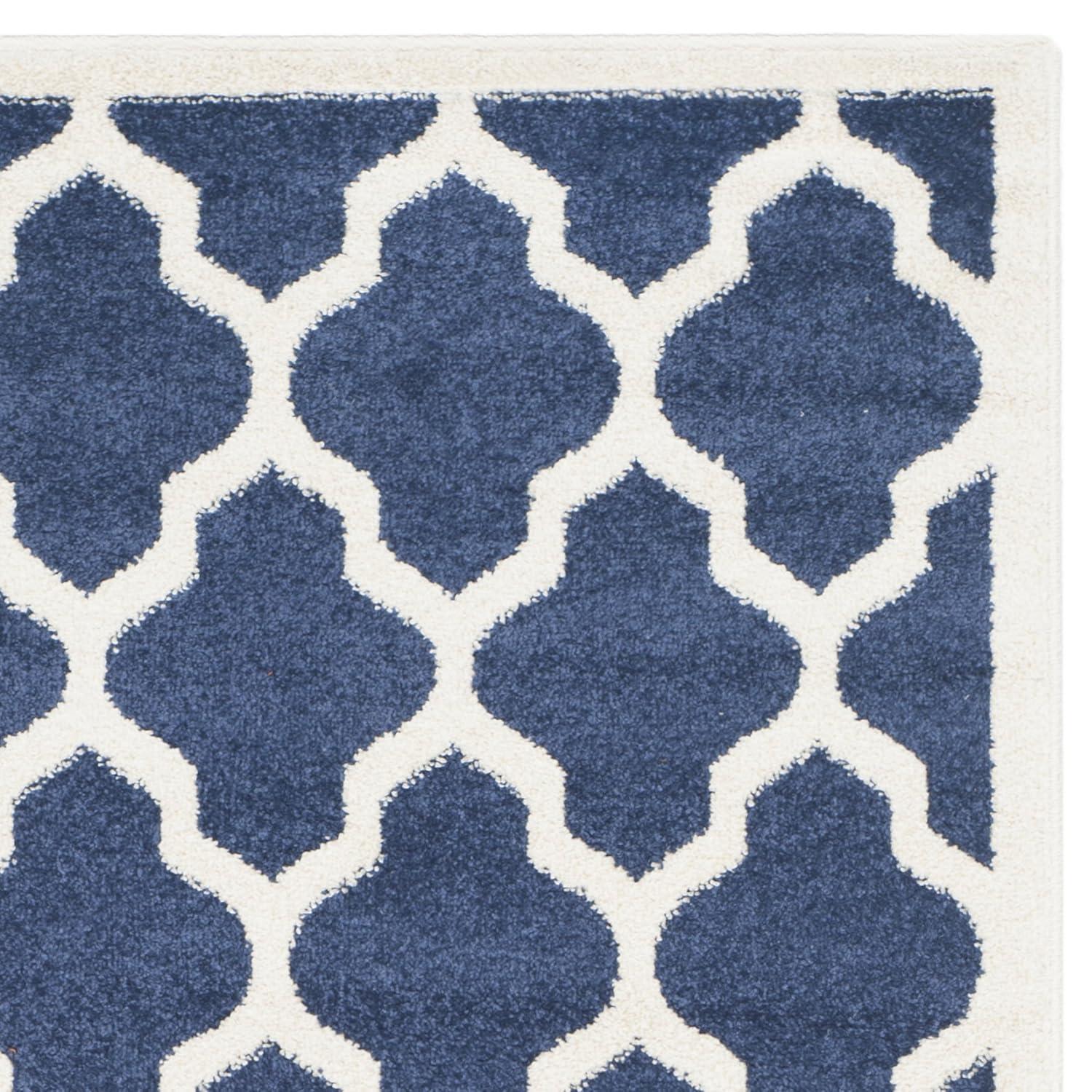 Amherst AMT420 Power Loomed Indoor Runner Rug - Navy/Beige - 2'3"x11' - Safavieh