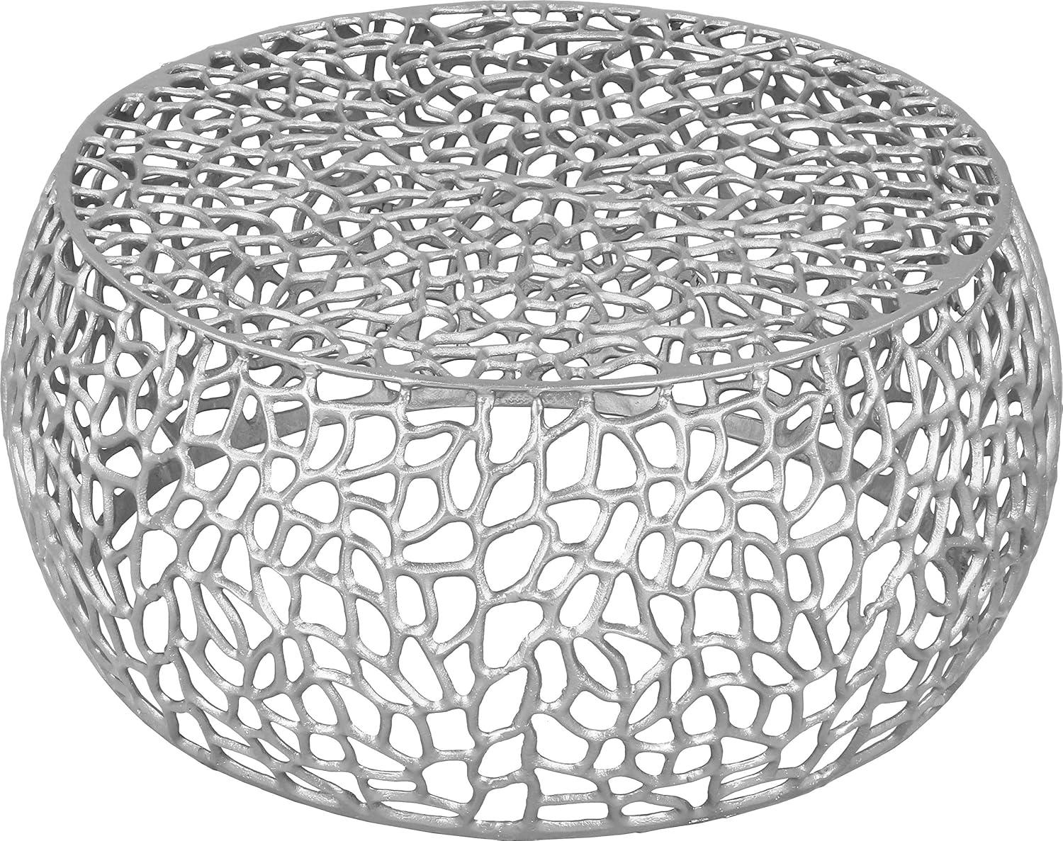 Priya Silver Intricate Aluminum Round Coffee Table