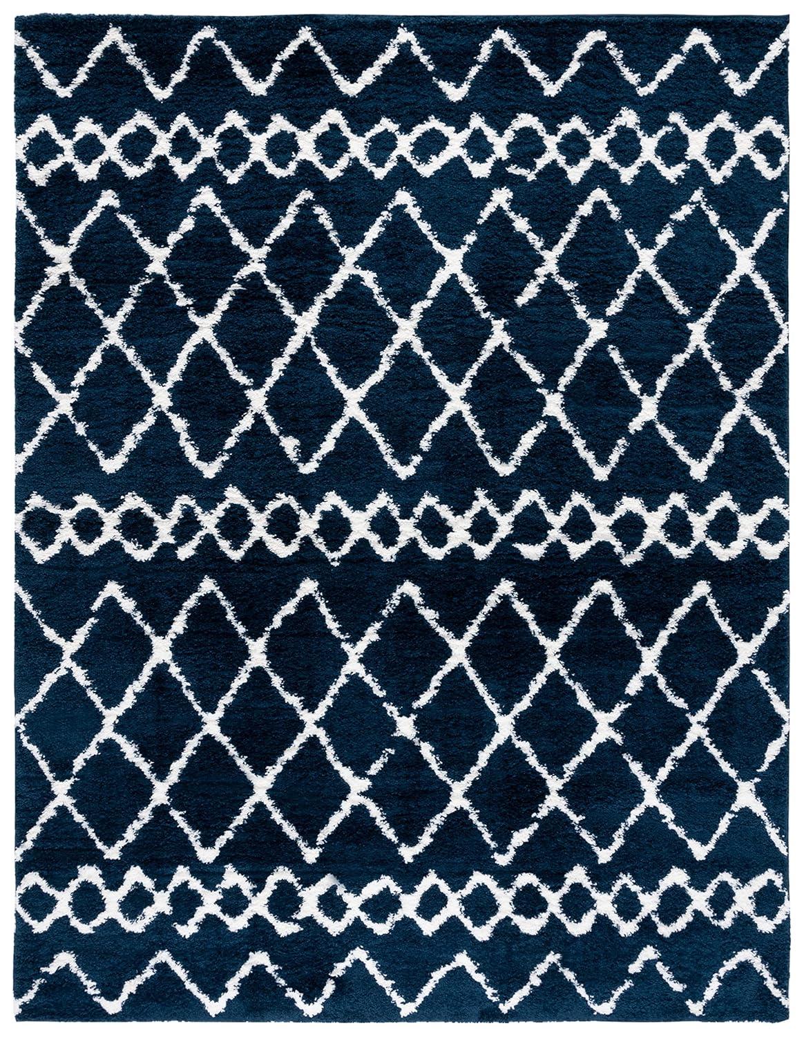 Berber Shag BER165 Power Loomed Indoor Area Rug - Navy/Ivory - 8'x10' - Safavieh