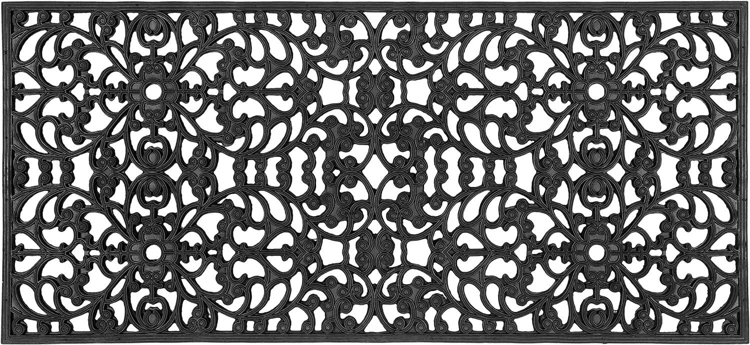 Sorrento 22" x 48" Black Rubber Wrought-Iron Style Doormat