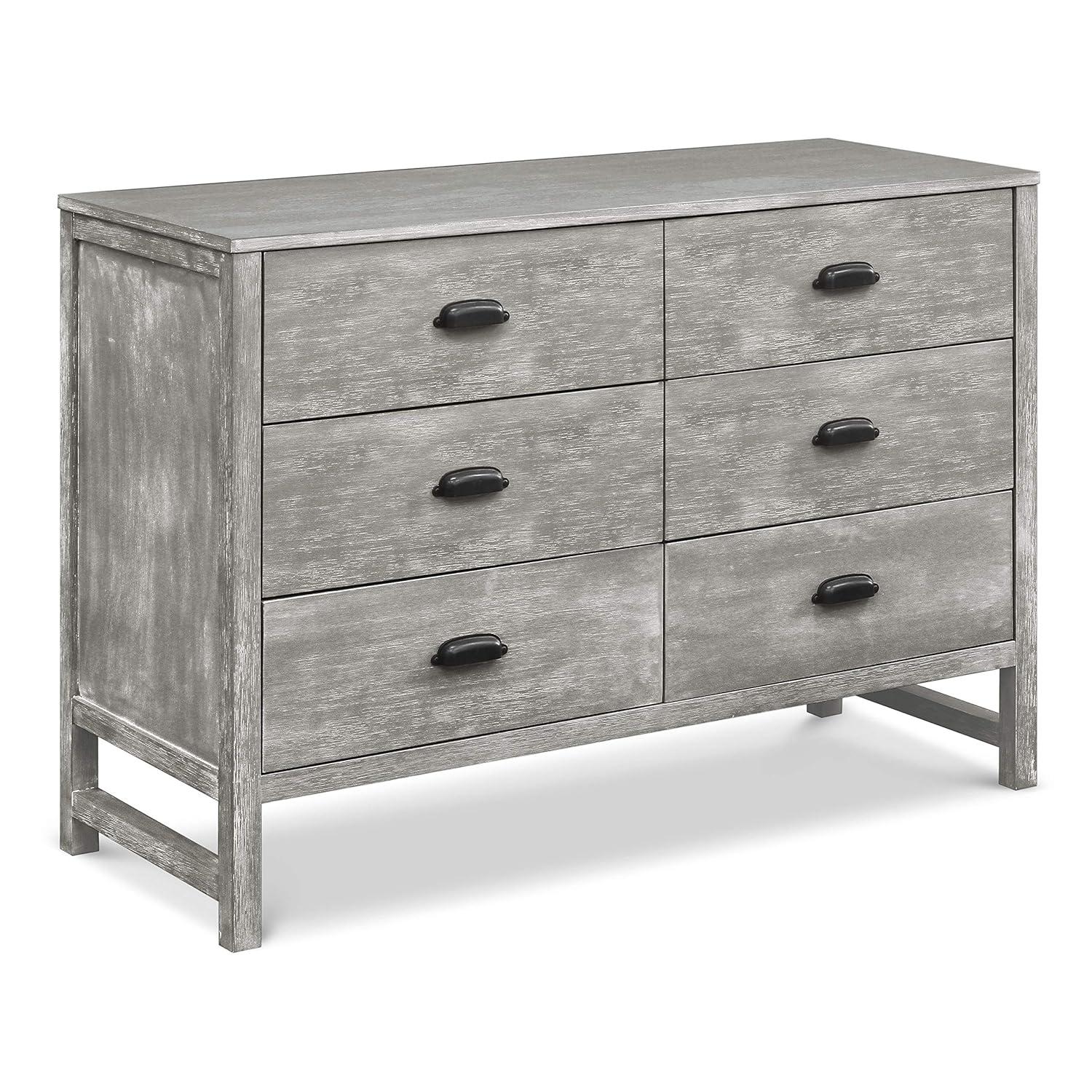 Cottage Grey Farmhouse 6-Drawer Double Dresser for Nursery