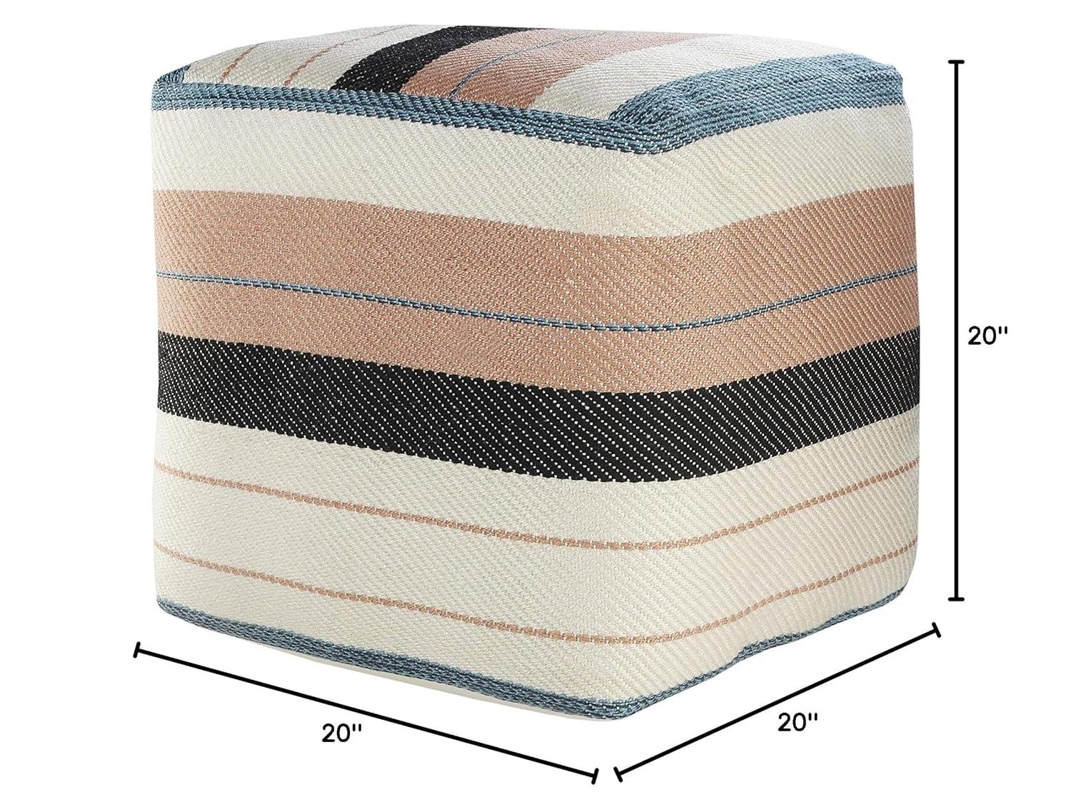 Dakota Fields Argueta Outdoor Performance Striped Pouf Ottoman