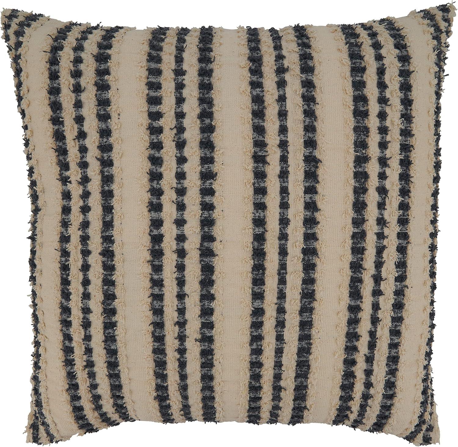 Classic Black and White Striped Cotton Throw Pillow Cover