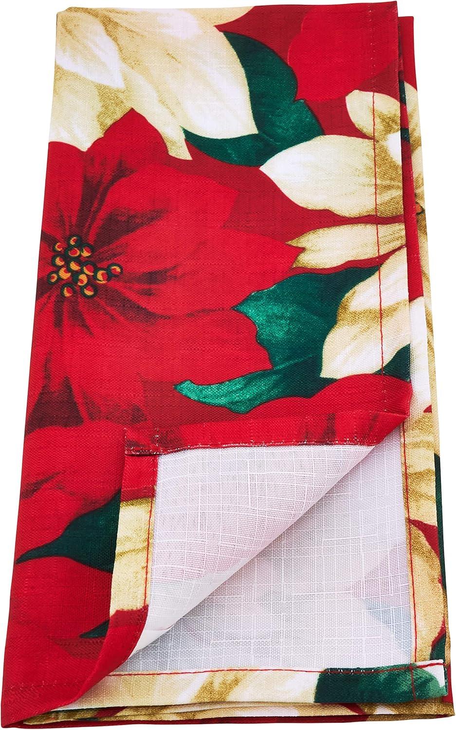 Saro Lifestyle 6212.M20S 20 x 0.25x 20 in. Poinsettia Design Table Napkins, Multi Color - Set of 12