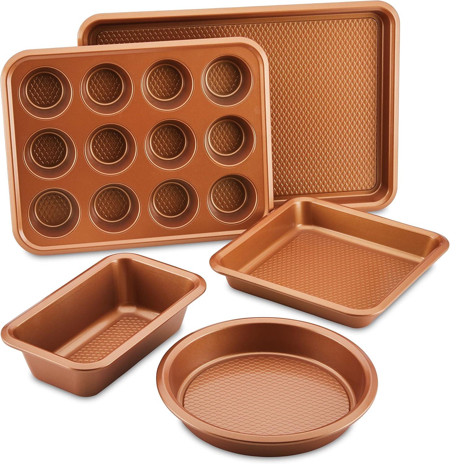 Copper Nonstick Steel 5-Piece Bakeware Set