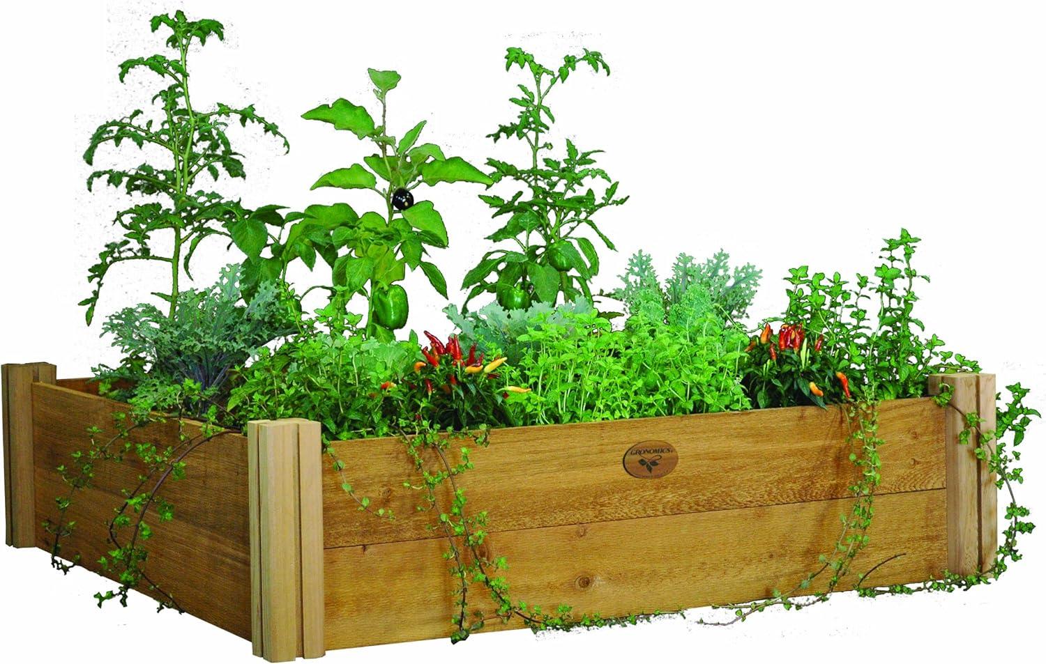 Gronomics Red Cedar Modular Raised Garden Bed 48 x 48 x 13 Inches, Unfinished
