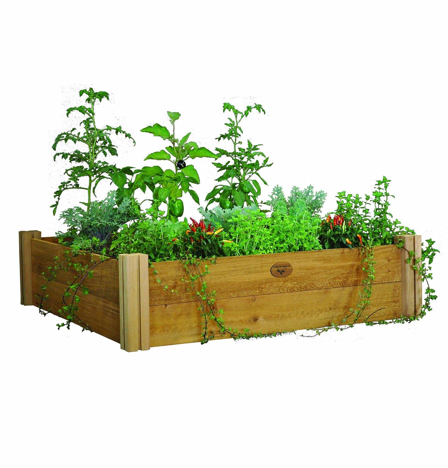 Gronomics Red Cedar Modular Raised Garden Bed 48 x 48 x 13 Inches, Unfinished