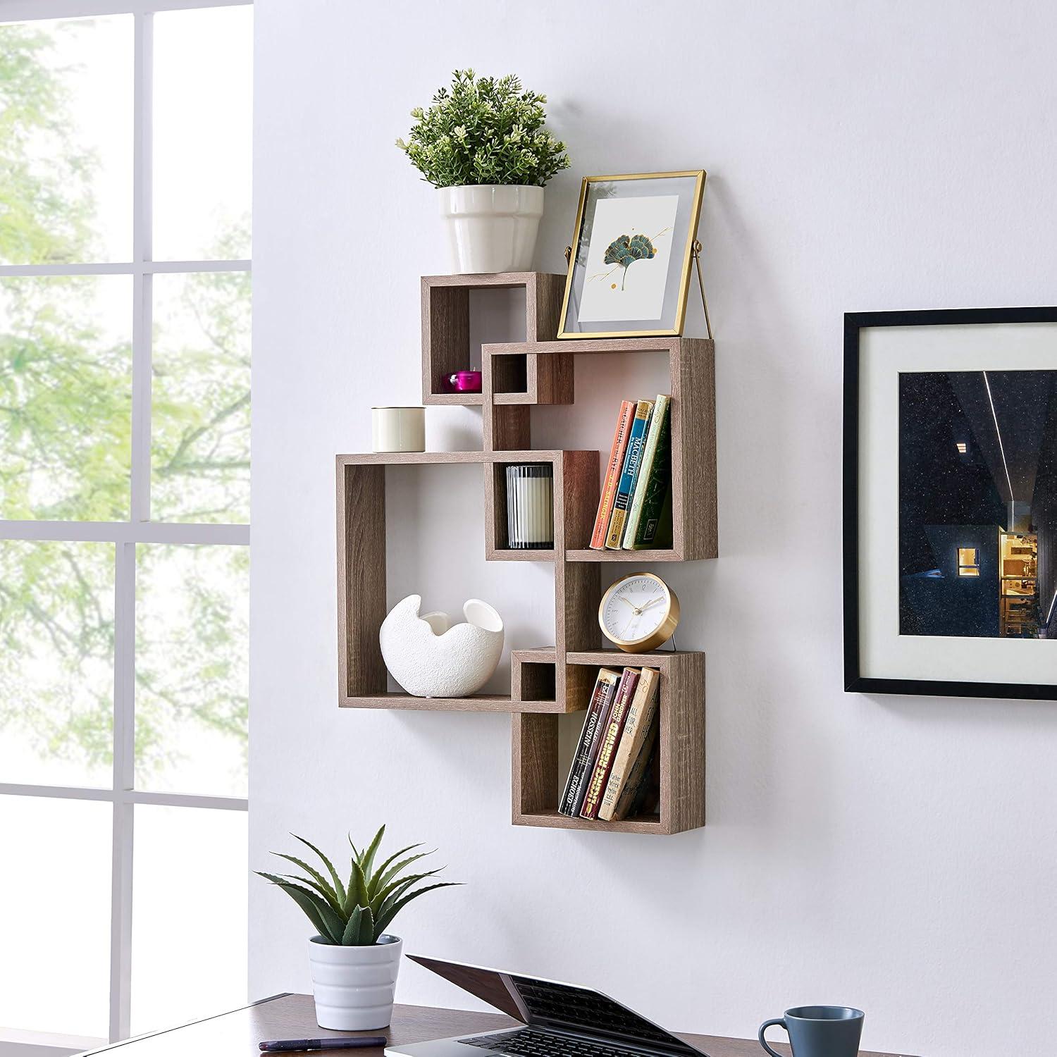 Danya B. Intersecting Cube Shelves - Weathered Oak