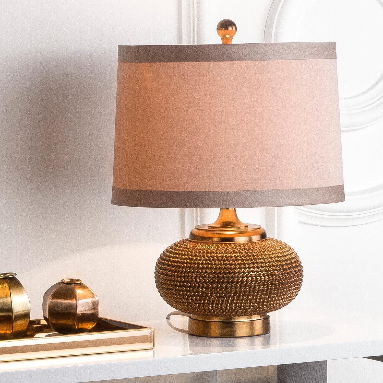 SAFAVIEH Alexis 19 in. H Gold Bead Table Lamp, Copper