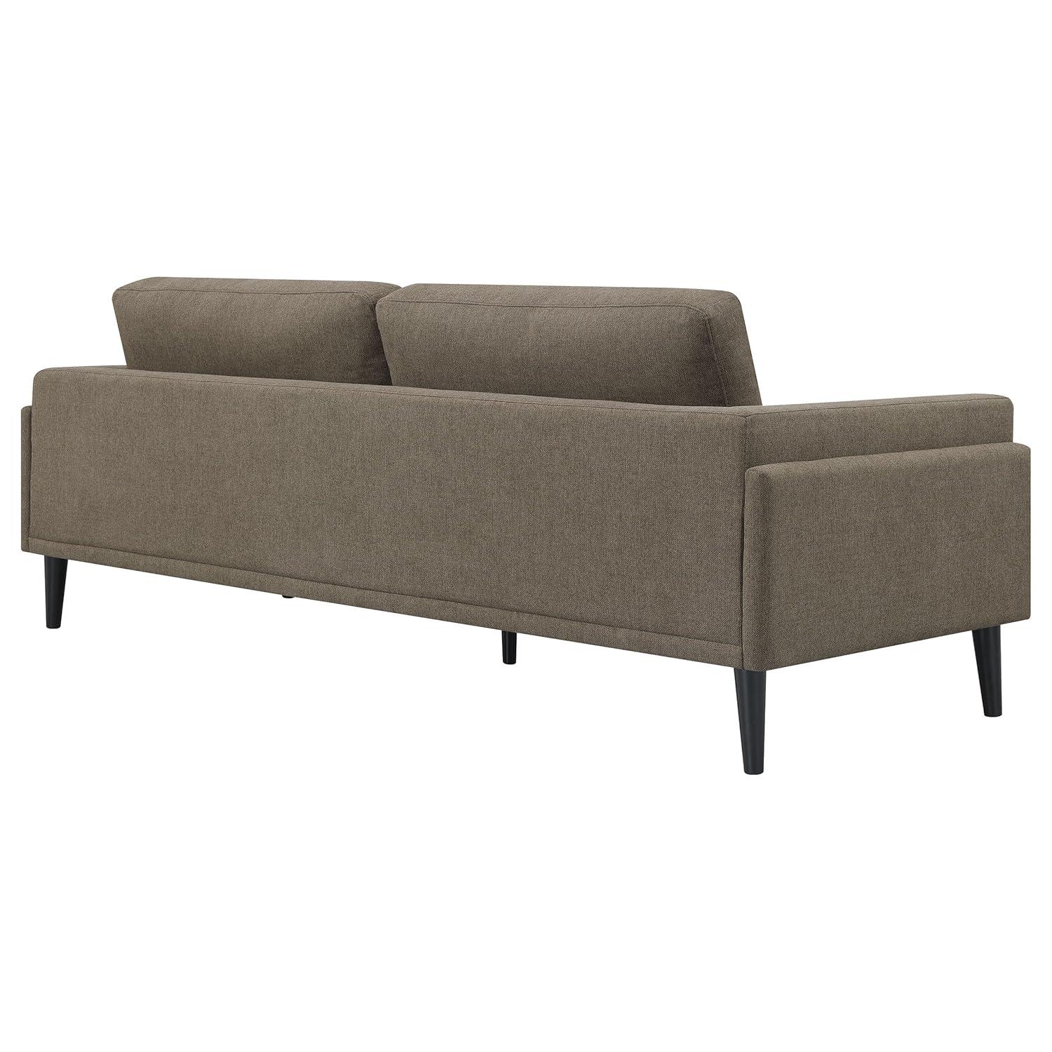 Coaster Rilynn Upholstered Fabric Sofa with Track Arms in Brown