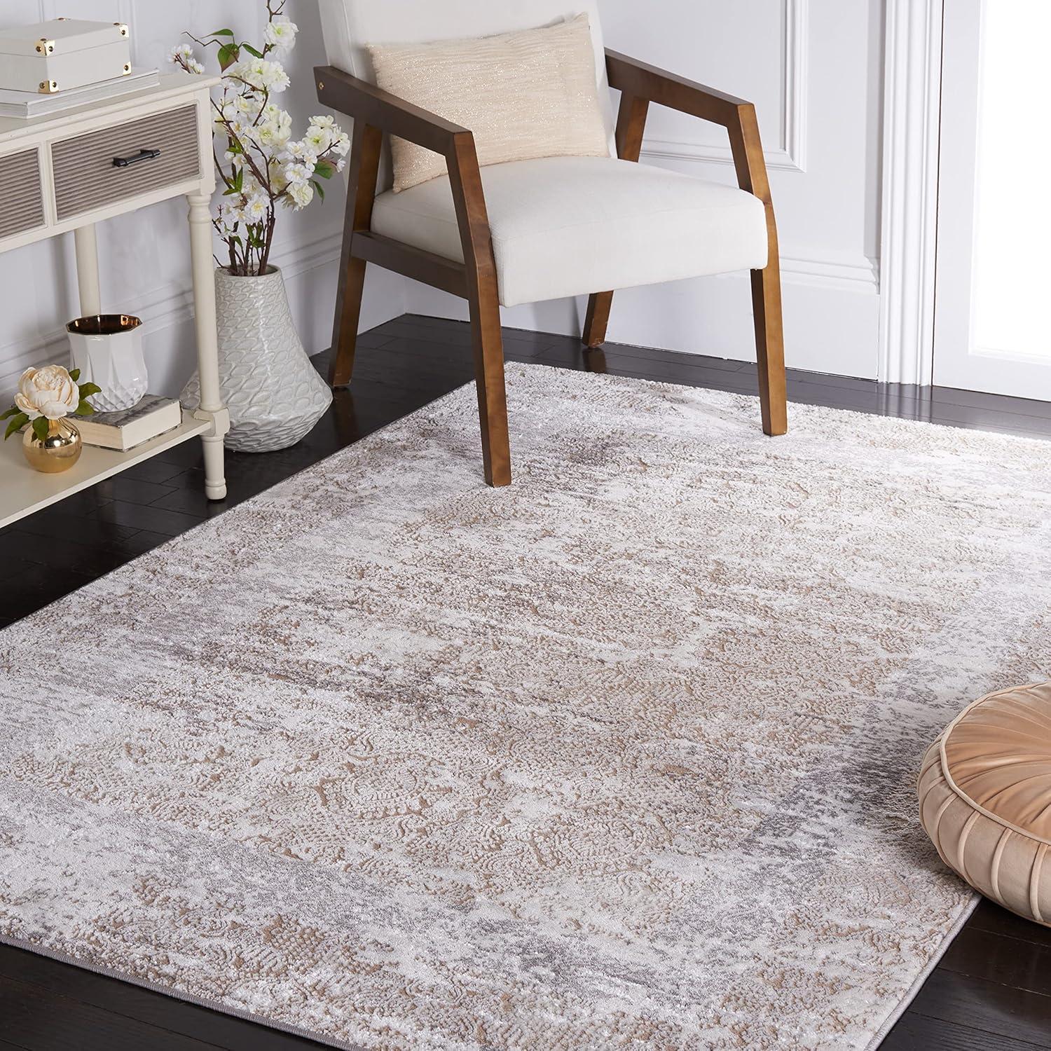 Amelia Abstract Beige & Gray 8' x 10' Synthetic Area Rug