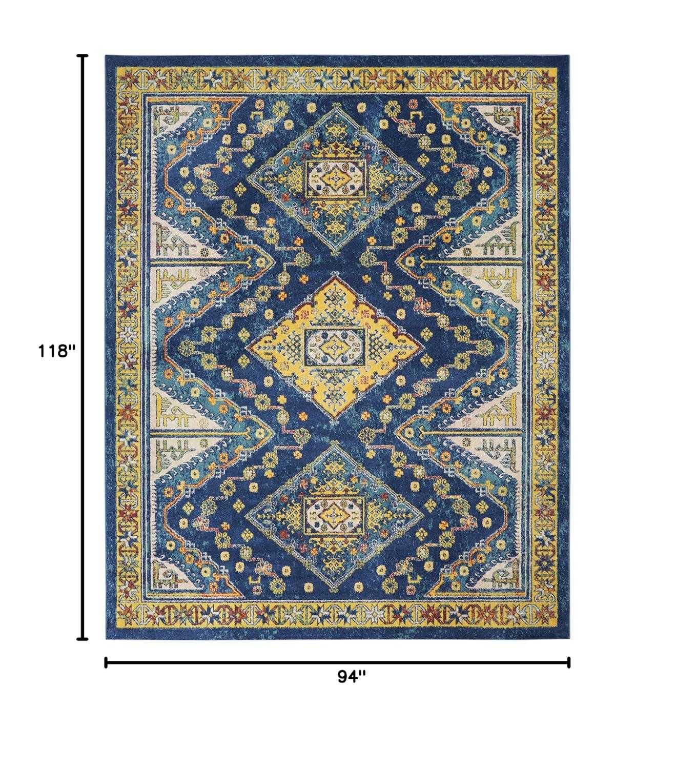 Nourison Allur Diamonds Geometric Indoor Area Rug Navy Multicolor 7'10" x 9'10"
