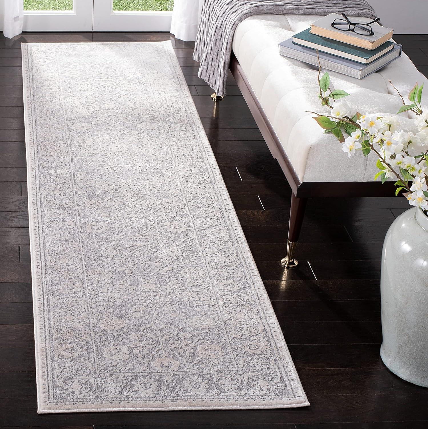 Reflection RFT663 Power Loomed Indoor Runner Rug - 2'3"x12' - Light Grey/Cream - Safavieh