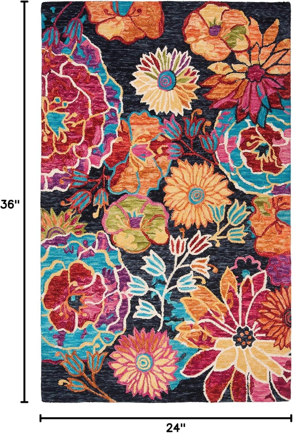 SAFAVIEH Aspen Candelario Colorful Floral Wool Area Rug, Charcoal/Blue, 10' x 14'